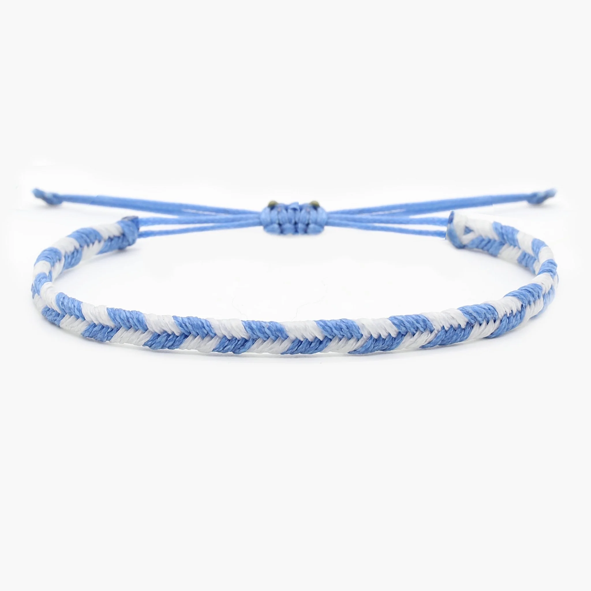 Mini Braided "Java" Bracelet (Light Blue/White)