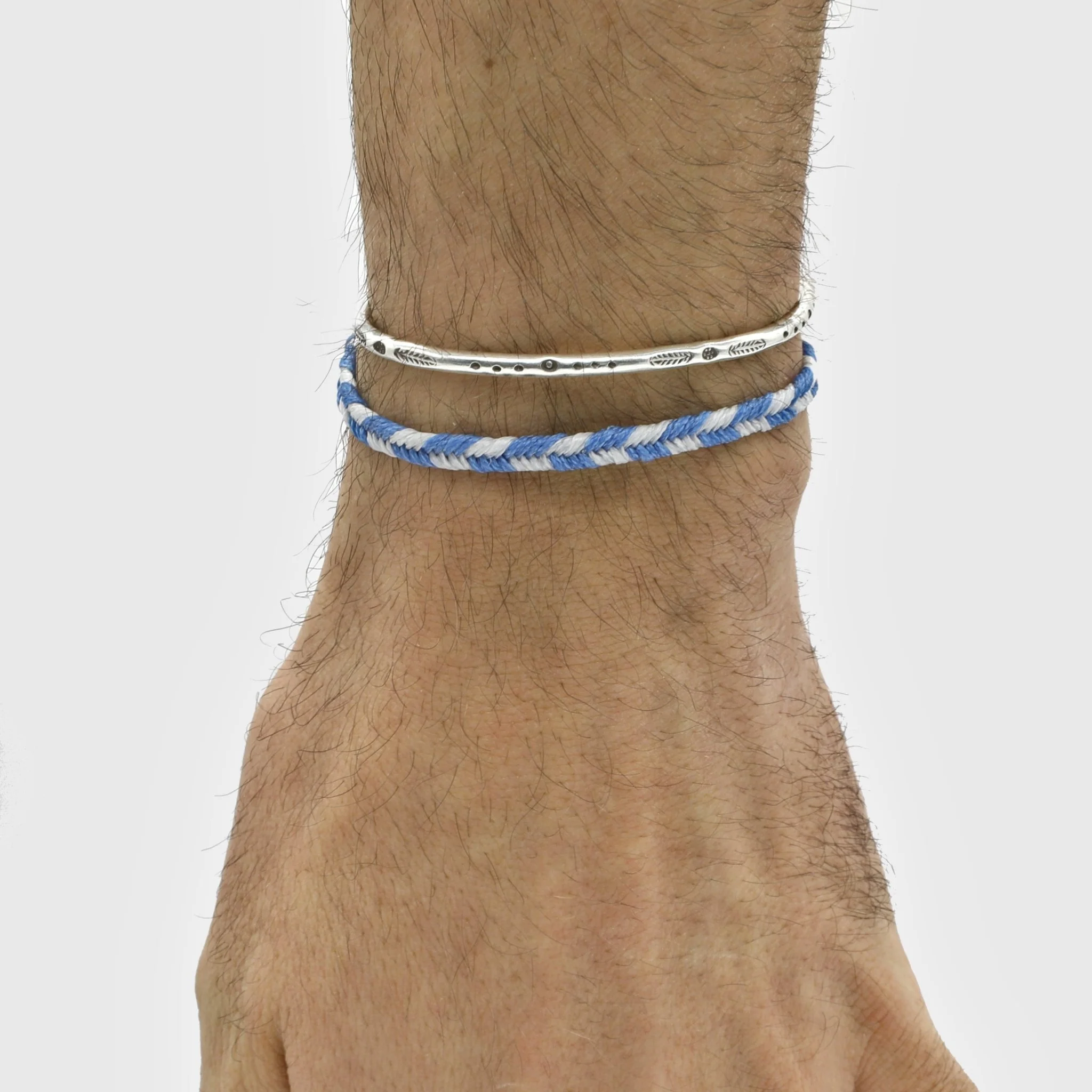 Mini Braided "Java" Bracelet (Light Blue/White) - Image 2