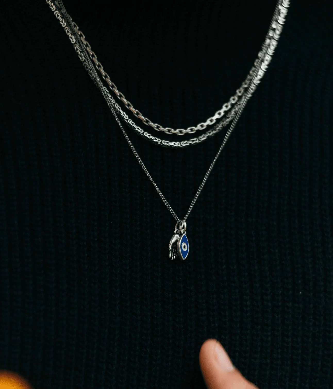 Mini Evil Eye Necklace With Hamsa Hand Necklace - Image 2