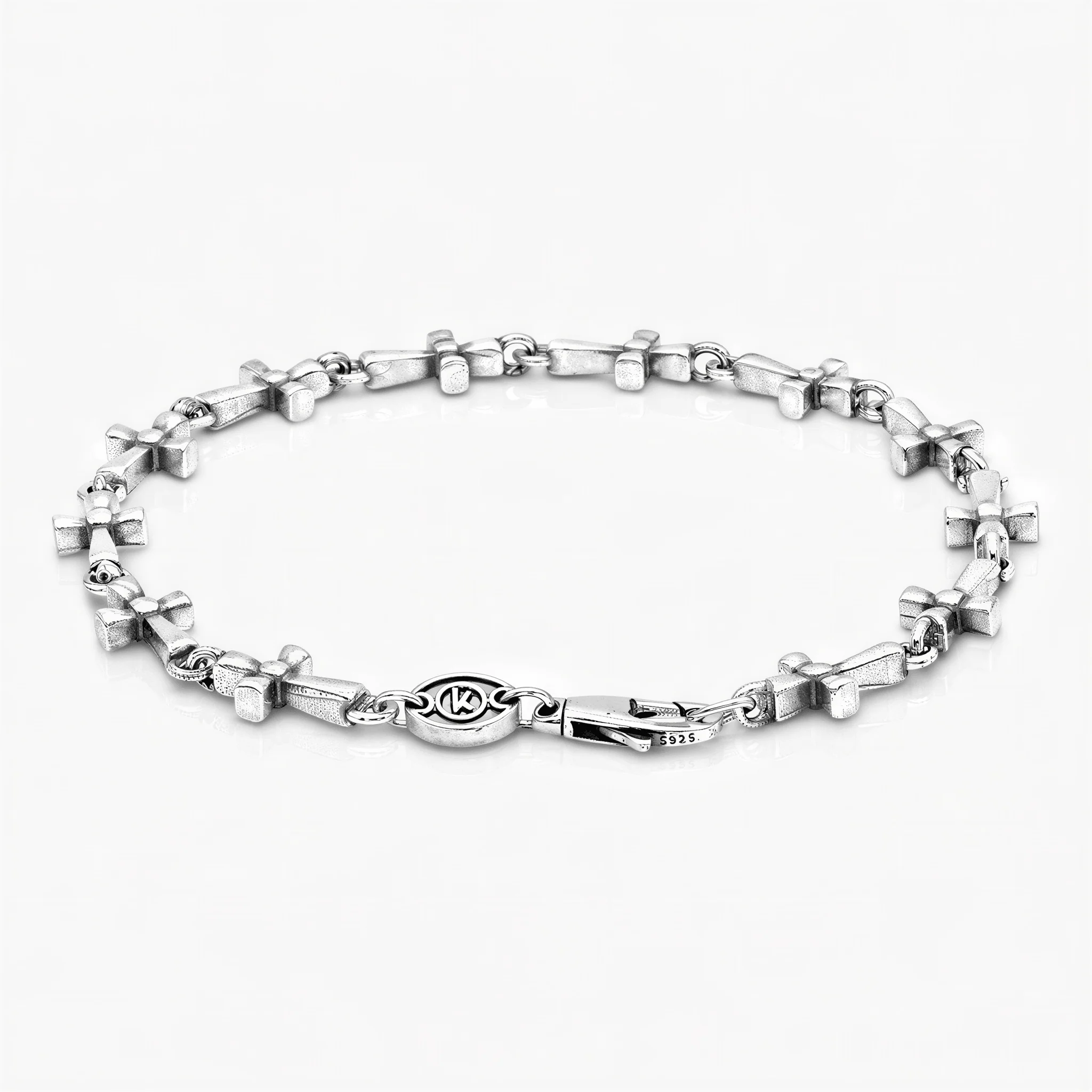 Multi Cross Sterling Silver Chain Bracelet - Image 2