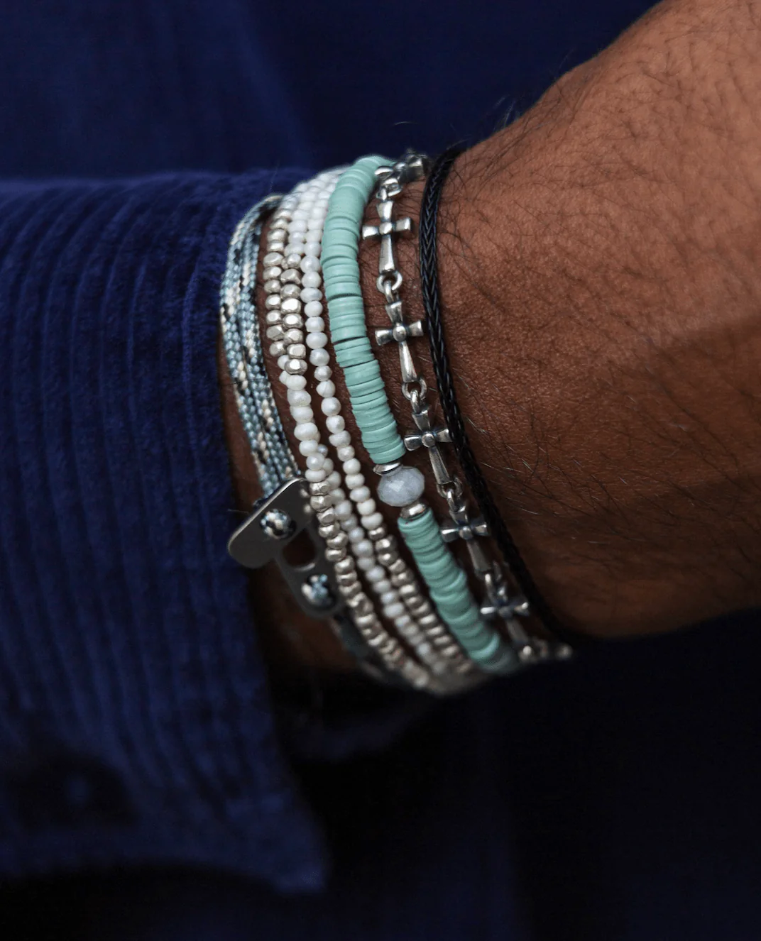 Multi Cross Sterling Silver Chain Bracelet - Image 5