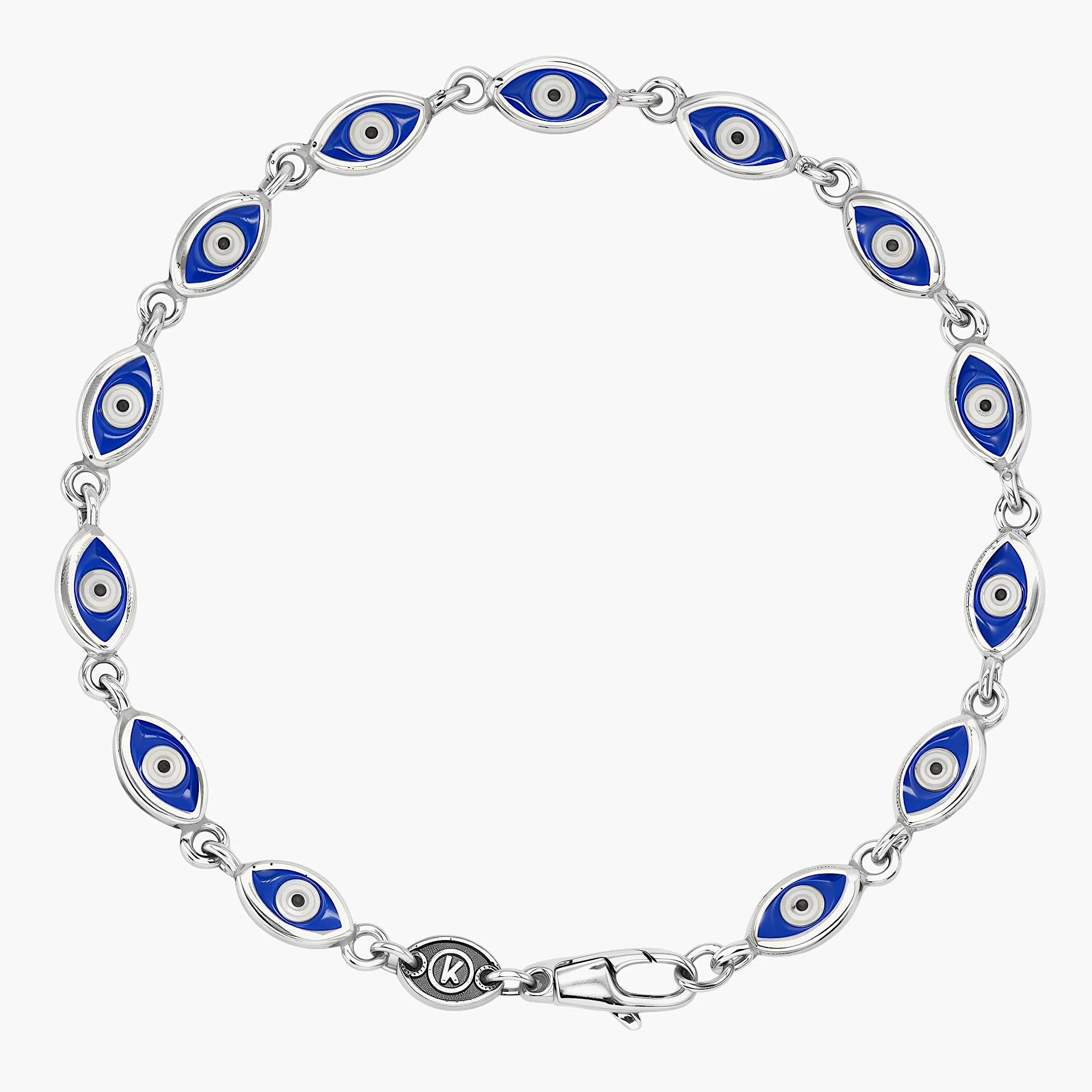 Multi Enamelled Evil Eye Sterling Silver Bracelet