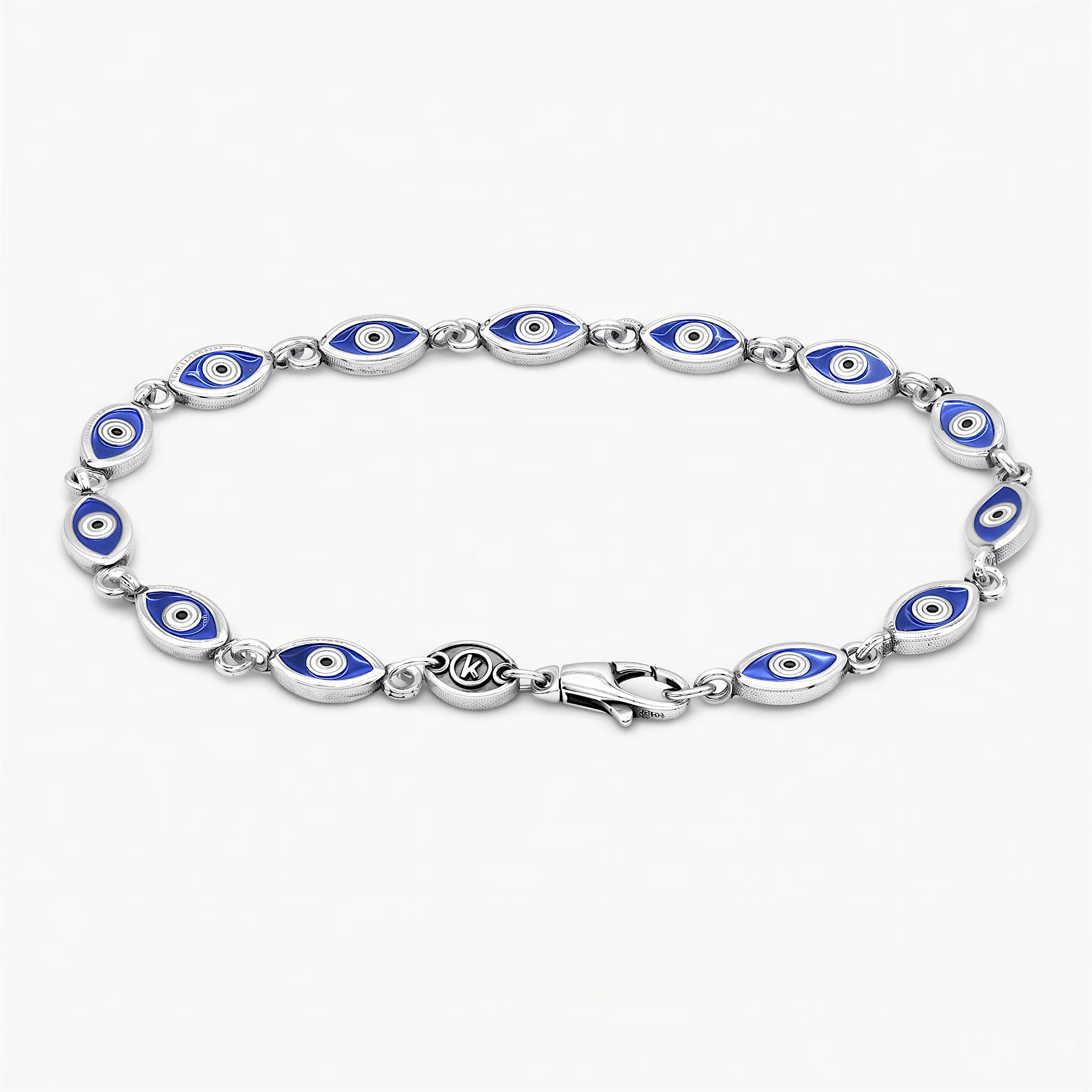 Multi Enamelled Evil Eye Sterling Silver Bracelet - Image 2