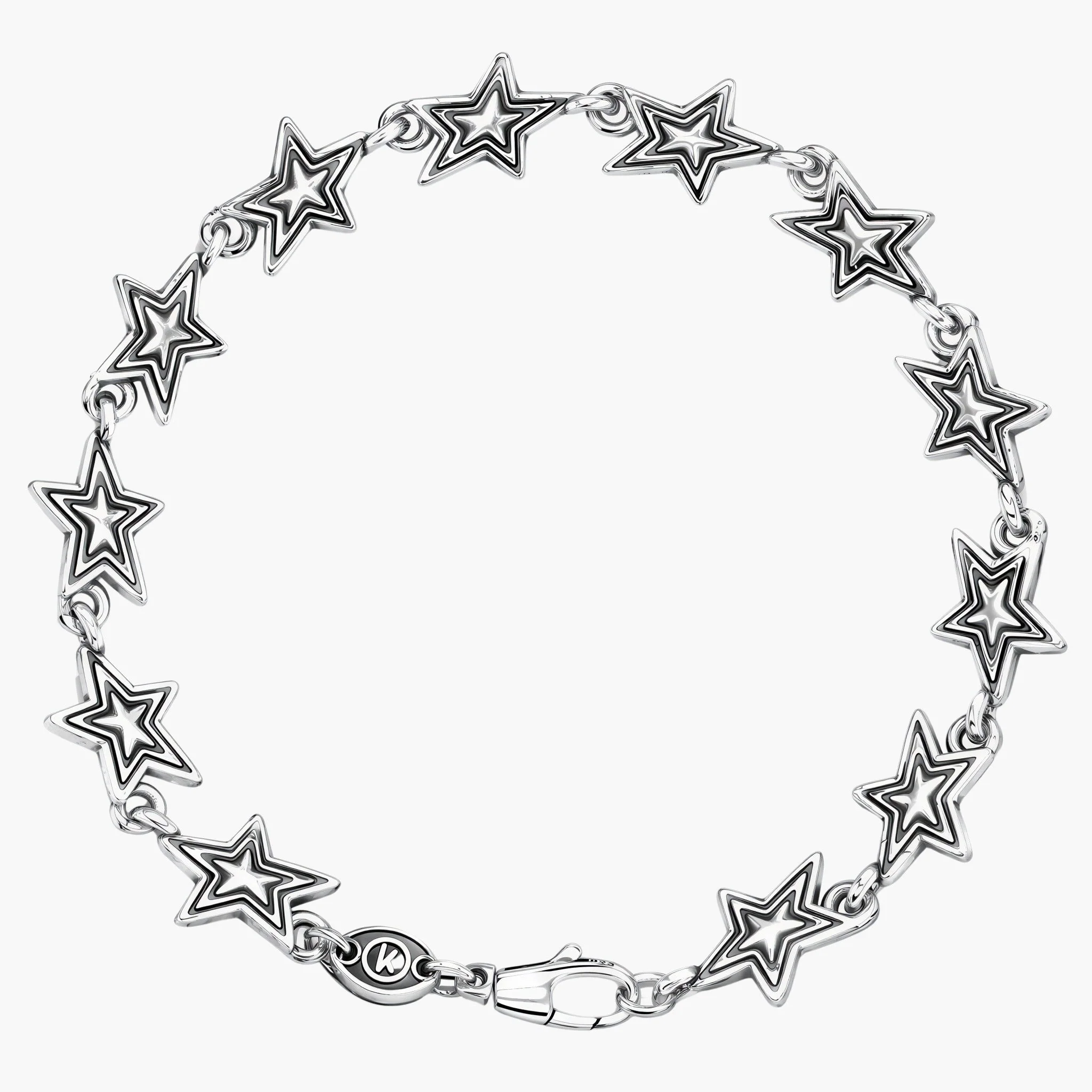 Multi Shooting Star Sterling Silver Chain Bracelet