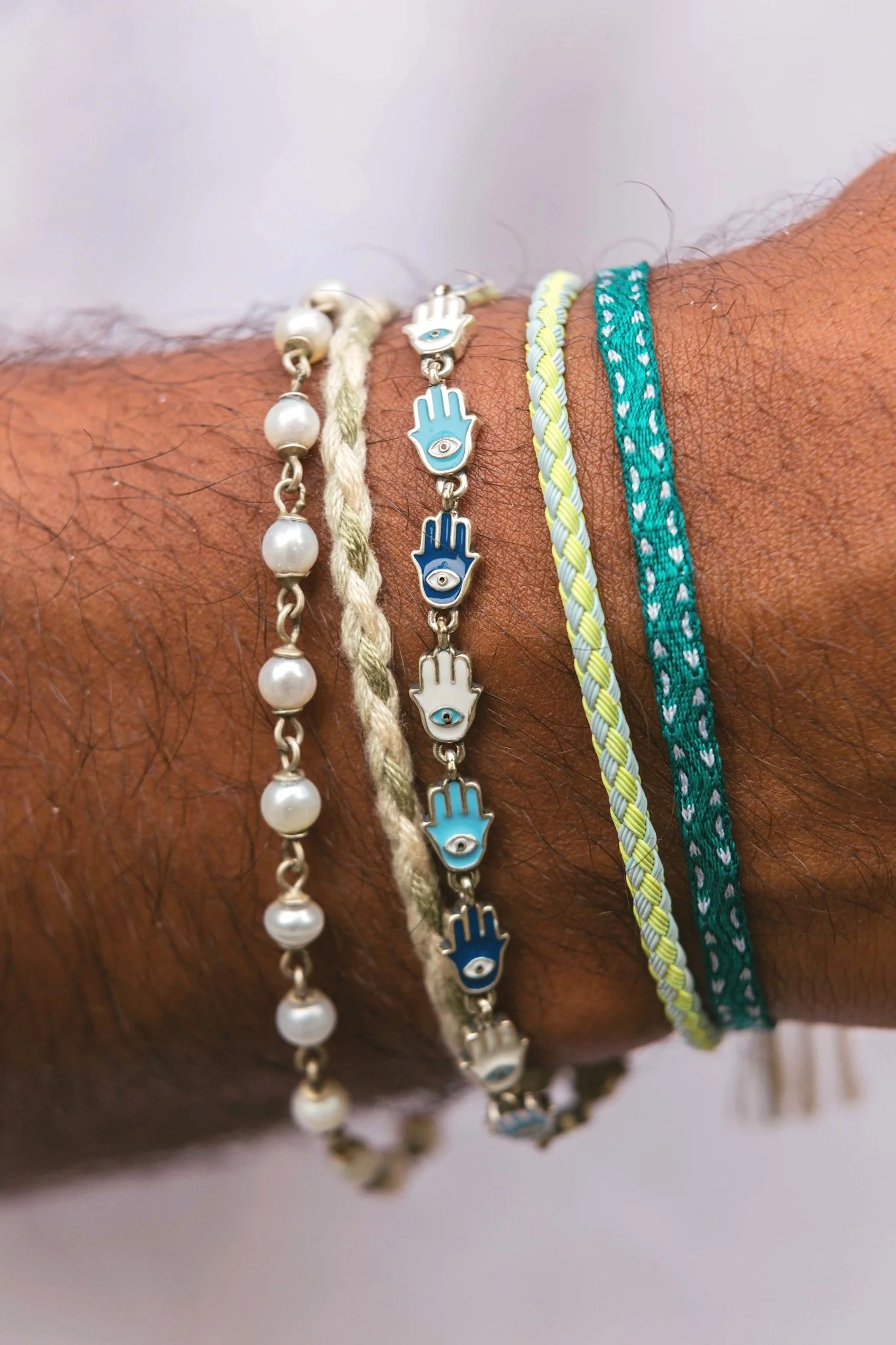 Multi Hamsa Charms Sterling Silver Bracelet - Image 4