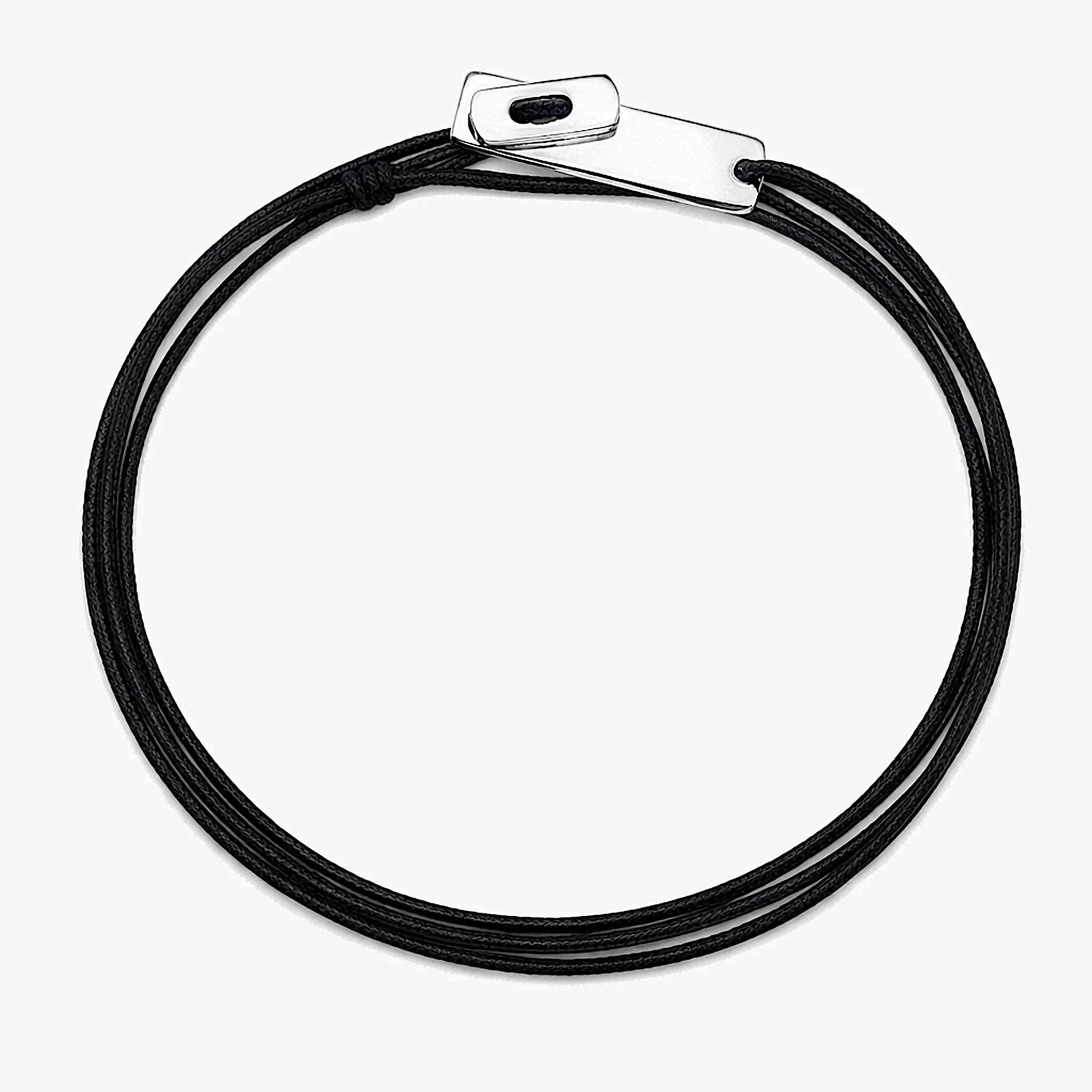 Multi Wraps String Bracelet With Silver Clasp (Black)