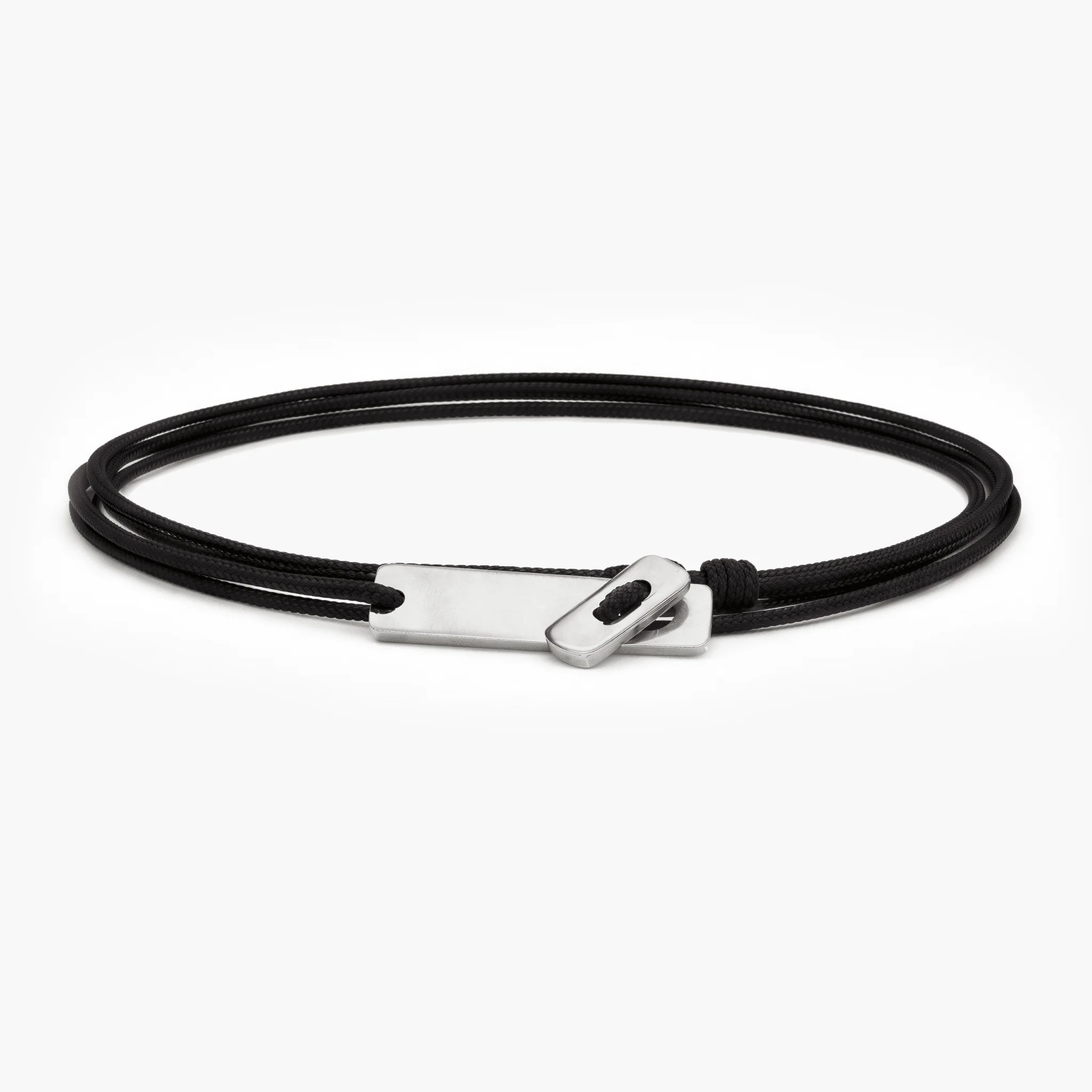 Multi Wraps String Bracelet With Silver Clasp (Black) - Image 2