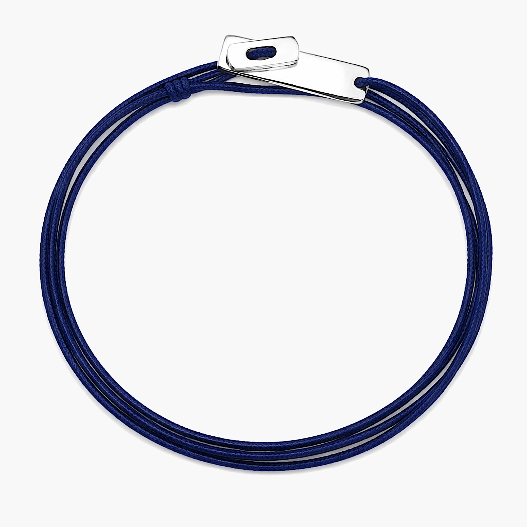 Multi Wraps String Bracelet With Silver Clasp (Navy Blue)