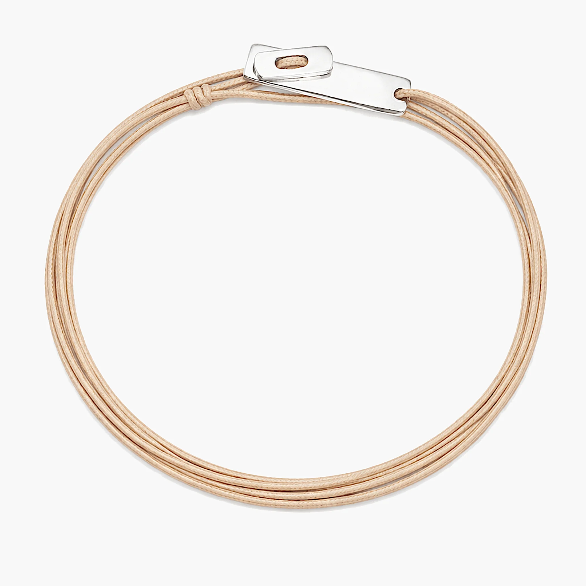 Multi Wraps String Bracelet With Silver Clasp (Nude)