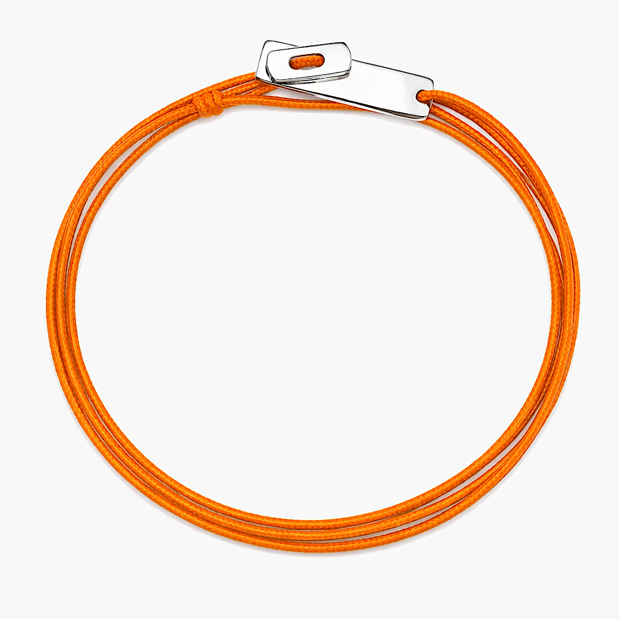 Multi Wraps String Bracelet With Silver Clasp (Orange)