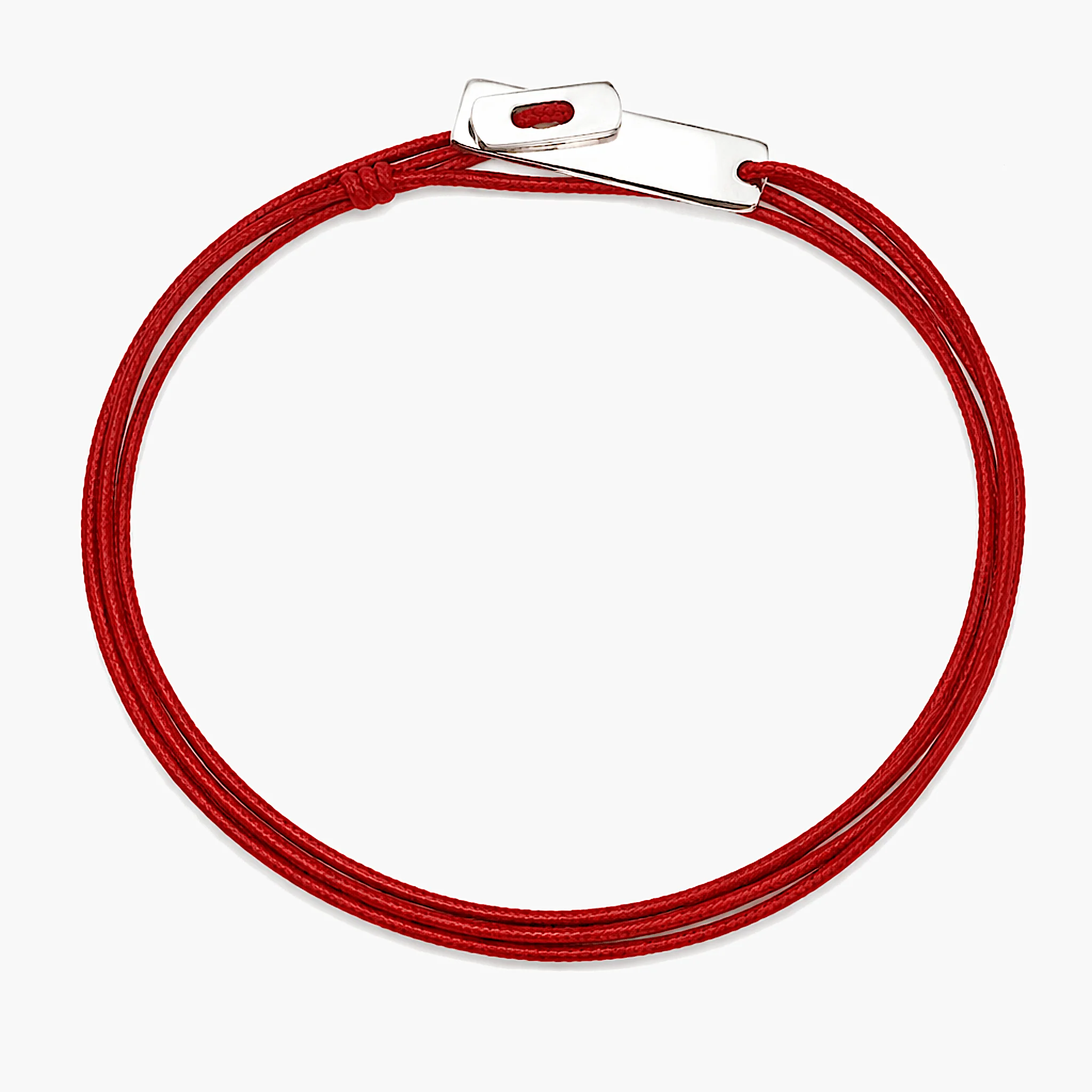 Multi Wraps String Bracelet With Silver Clasp (Red)