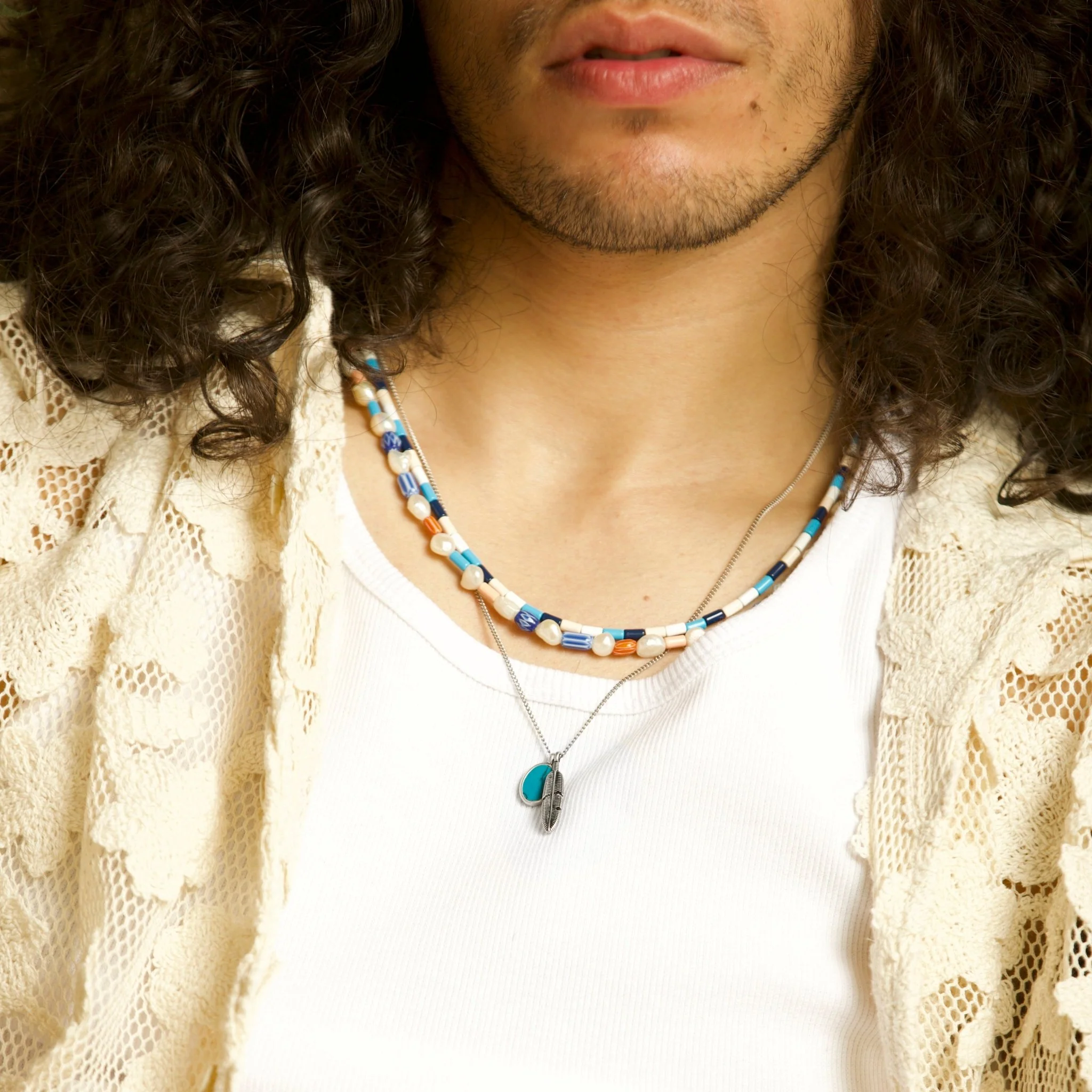 Silver Necklace With Feather And Arizona Turquoise - Image 5