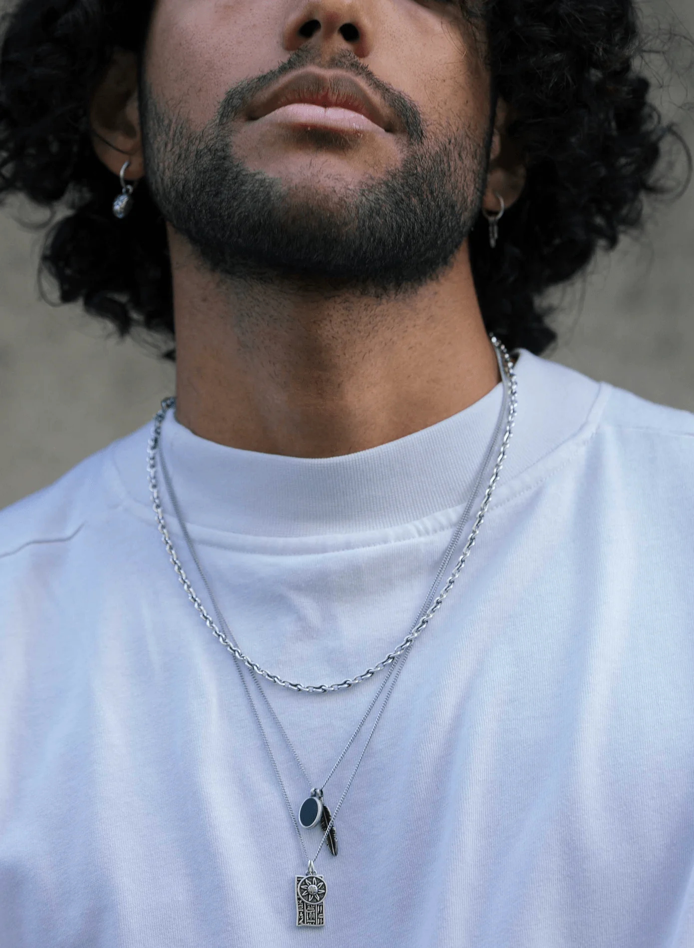 Silver Necklace With Feather And Matte Onyx Charm - Image 6