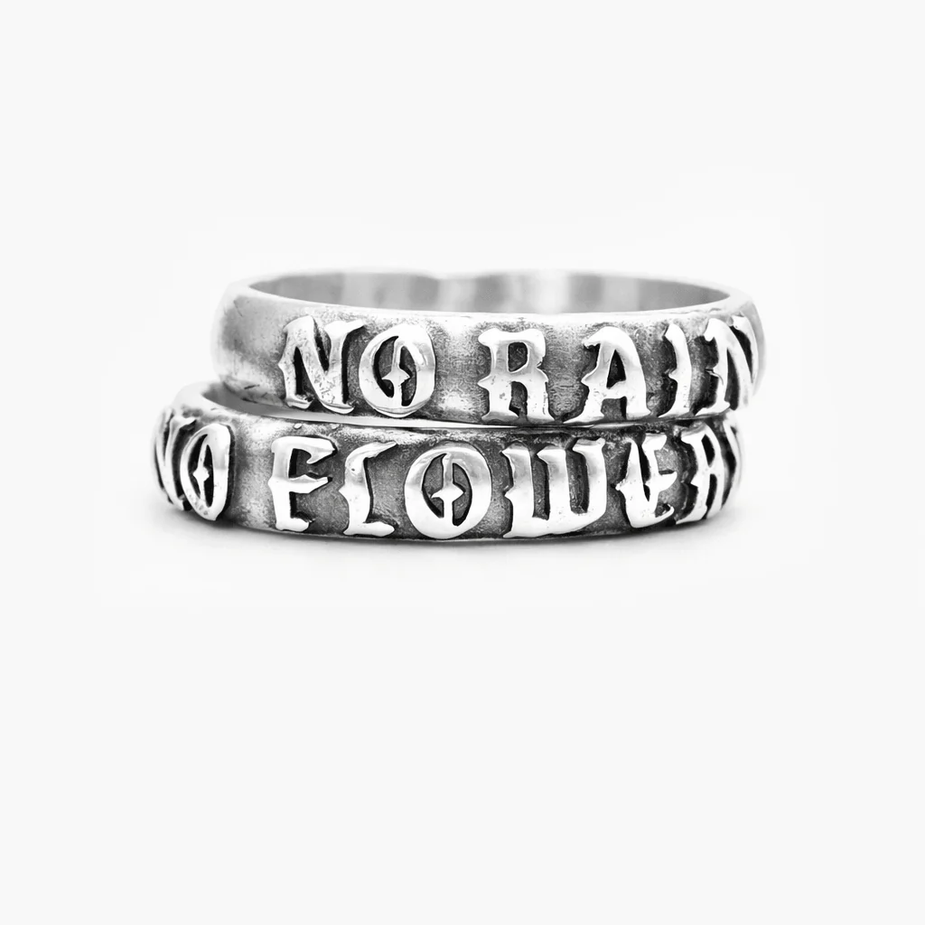No Rain, No Flowers Double Band Sterling Silver Ring