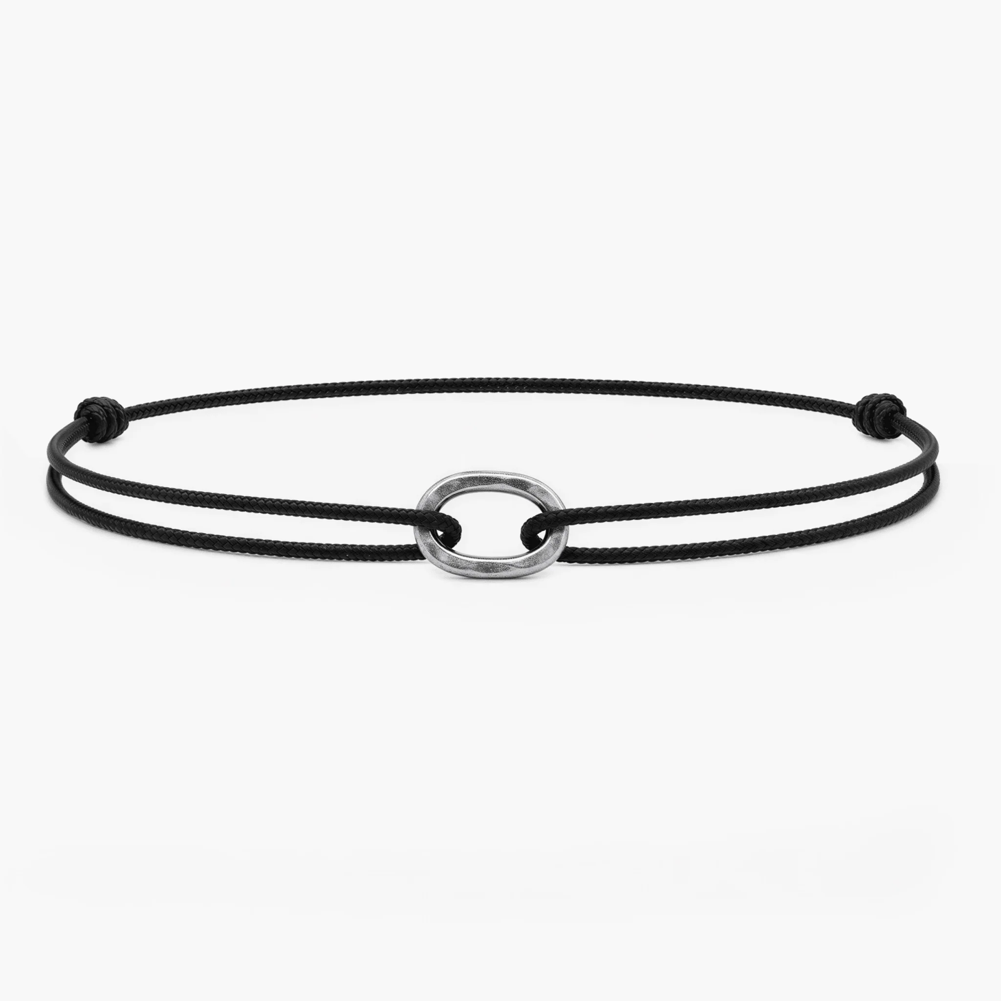 Nylon Thread With Silver Hoop "Indah" Bracelet (Black)