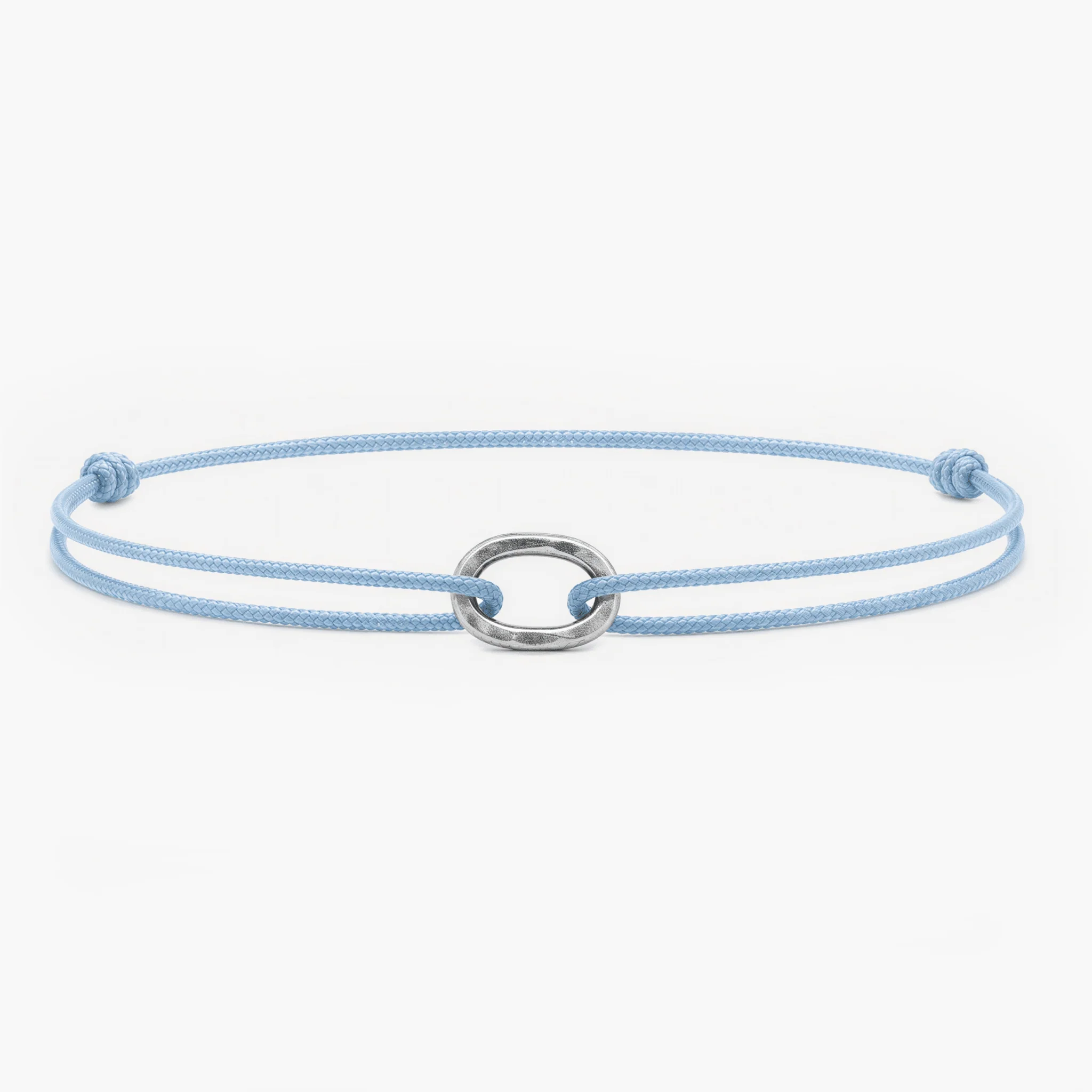 Nylon Thread With Silver Hoop "Indah" Bracelet (Light Blue)