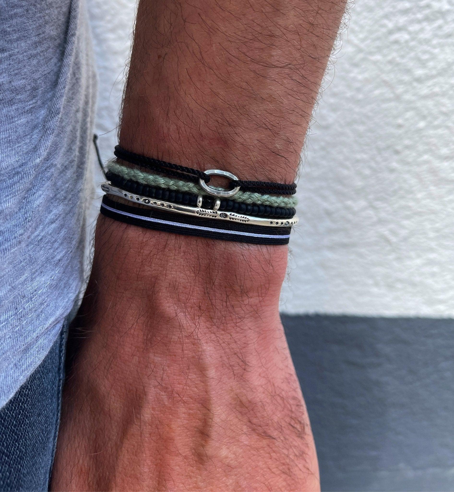 Nylon Thread With Silver Hoop "Indah" Bracelet (Light Blue) - Image 2
