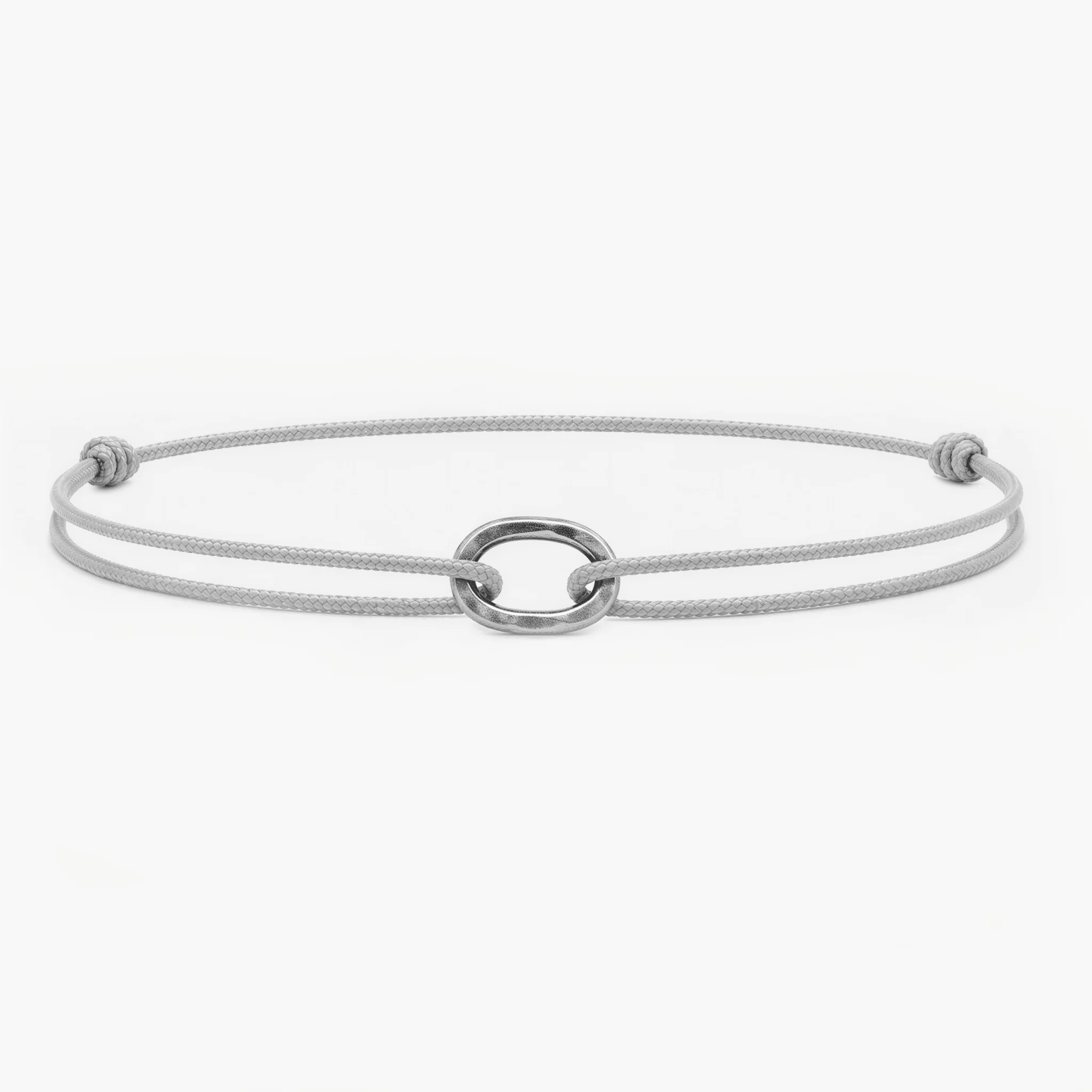 Nylon Thread With Silver Hoop "Indah" Bracelet (Grey)