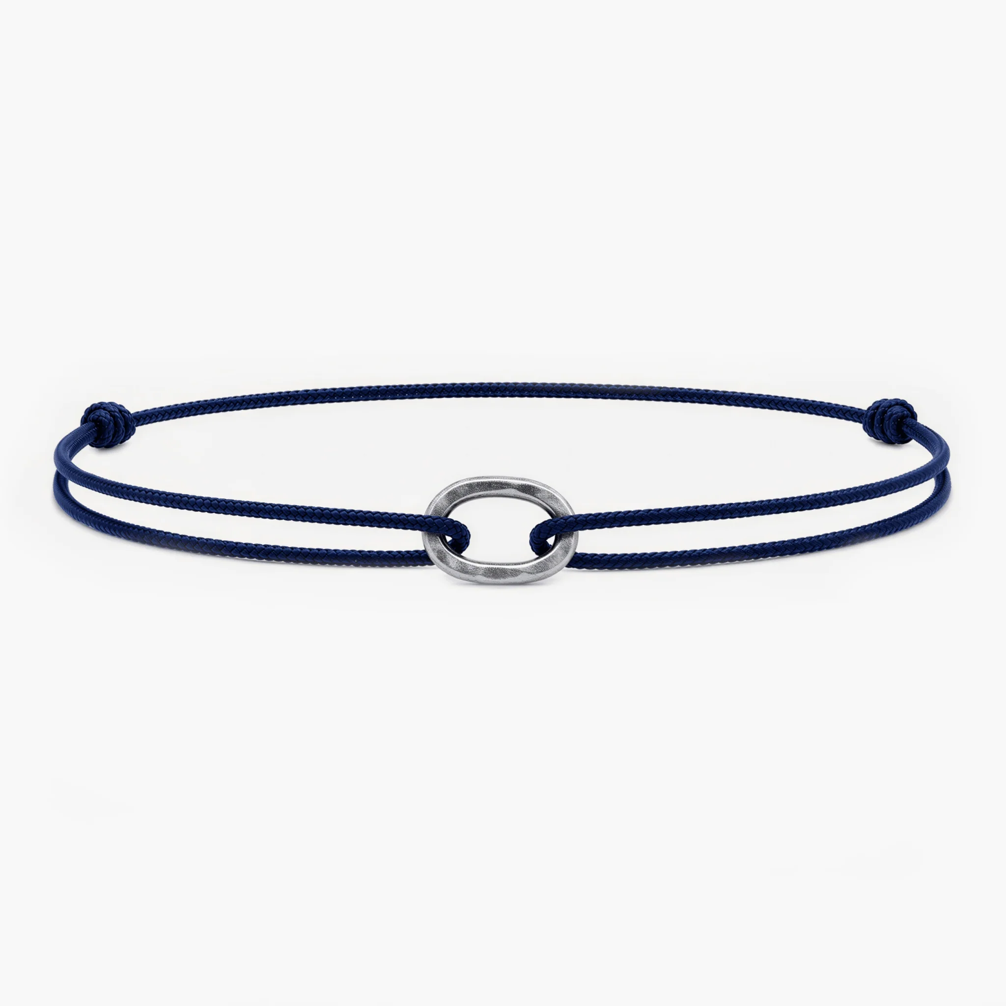 Nylon Thread With Silver Hoop "Indah" Bracelet (Ocean Blue)