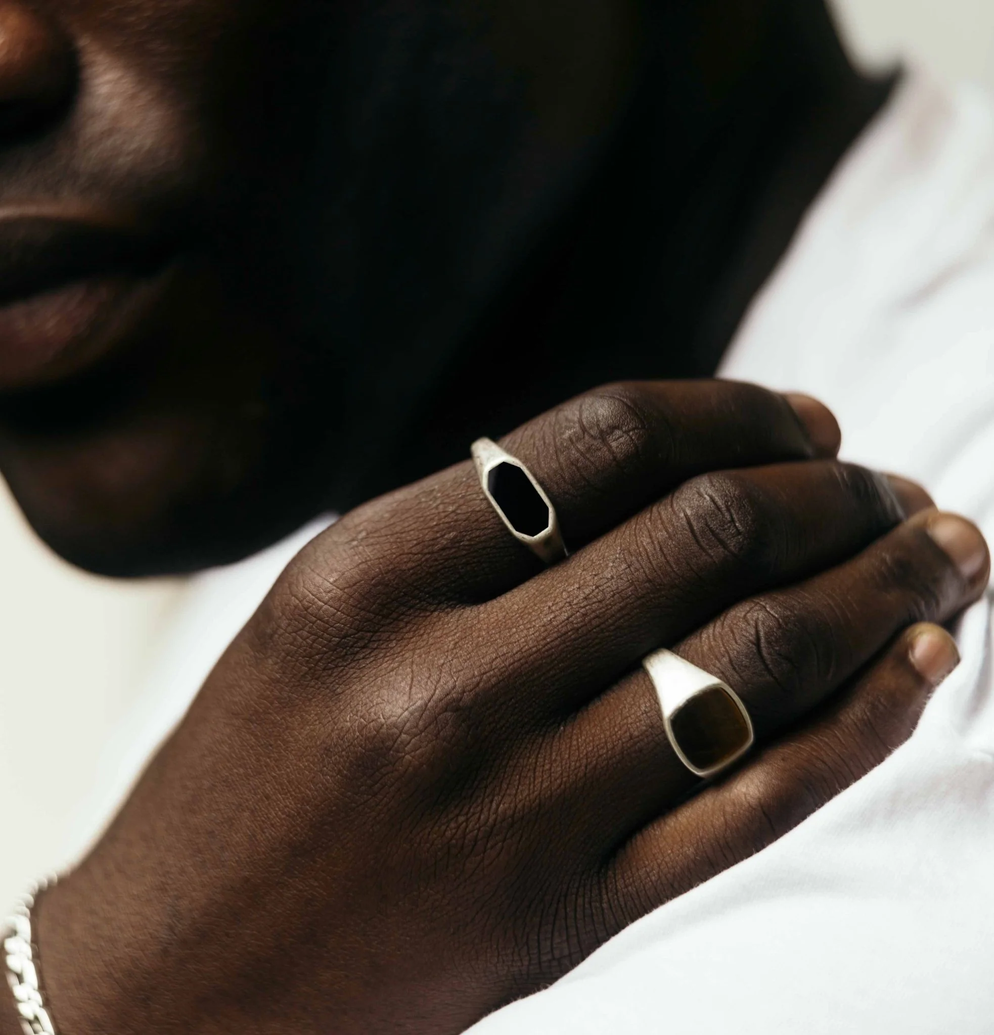 Octagon Signet Ring With Matte Onyx Stone - Image 5