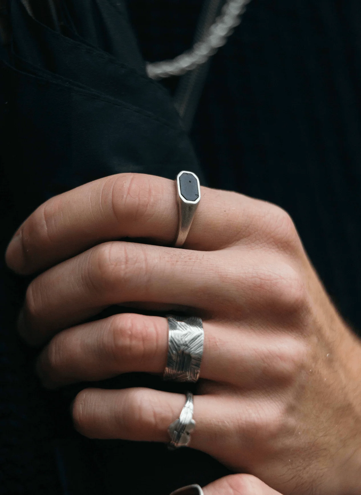 Octagon Signet Ring With Matte Onyx Stone - Image 7