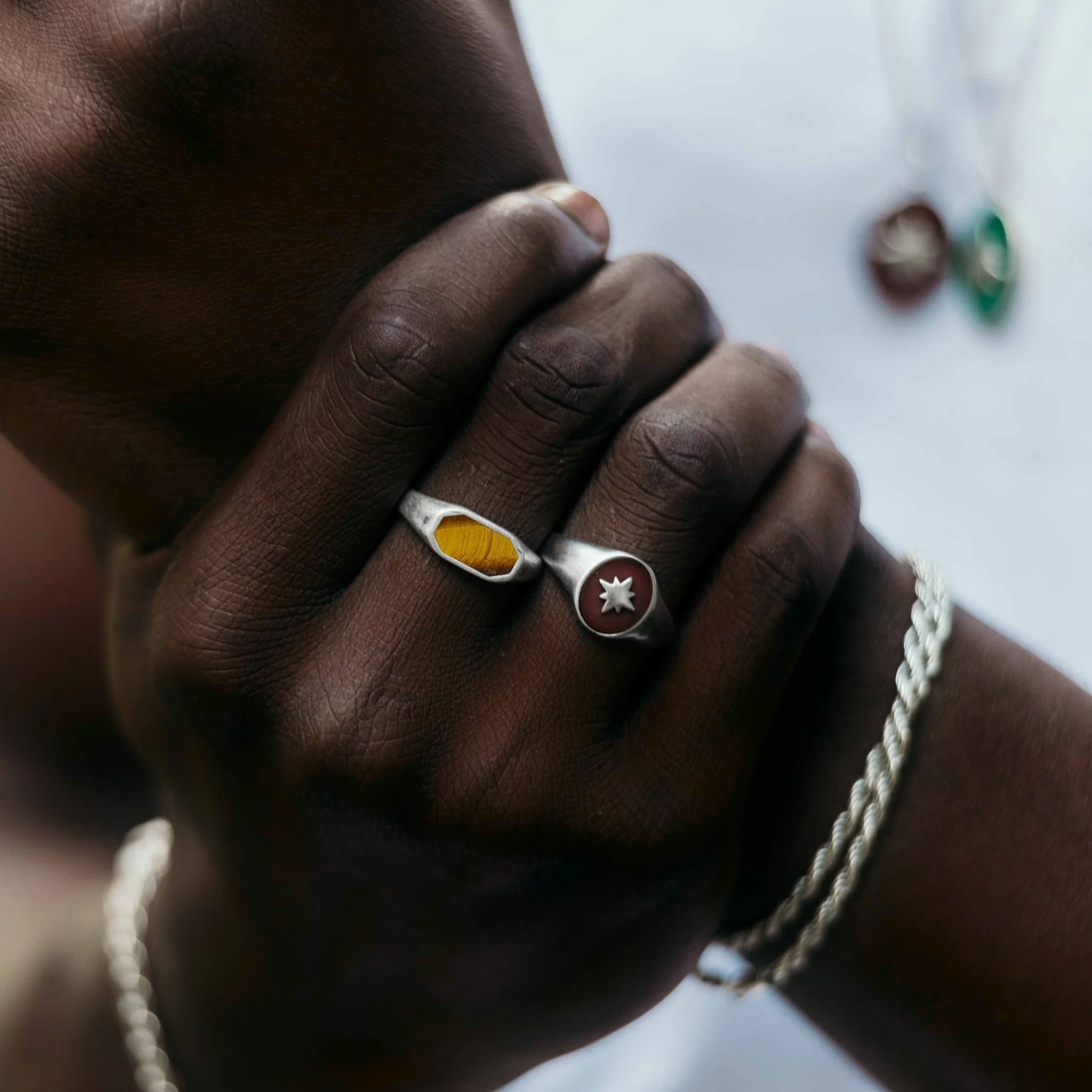 Octagon Signet Ring With Tiger Eye Stone - Image 5