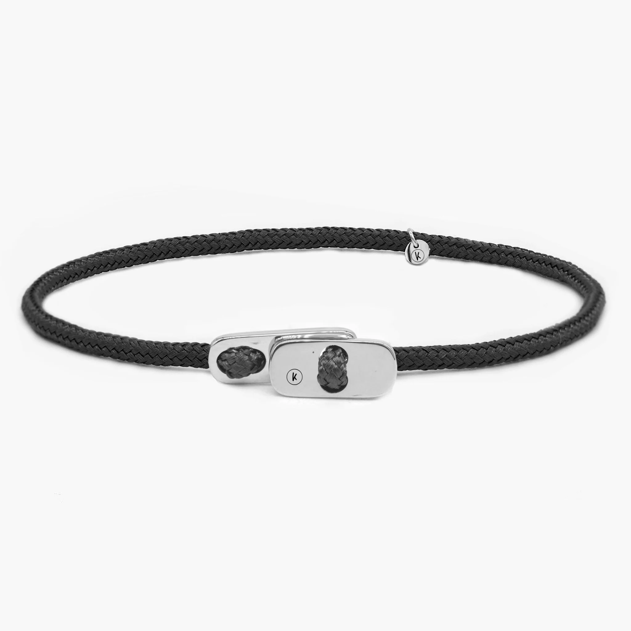 Sailing Cord Bracelet With Silver Clasp (Black)