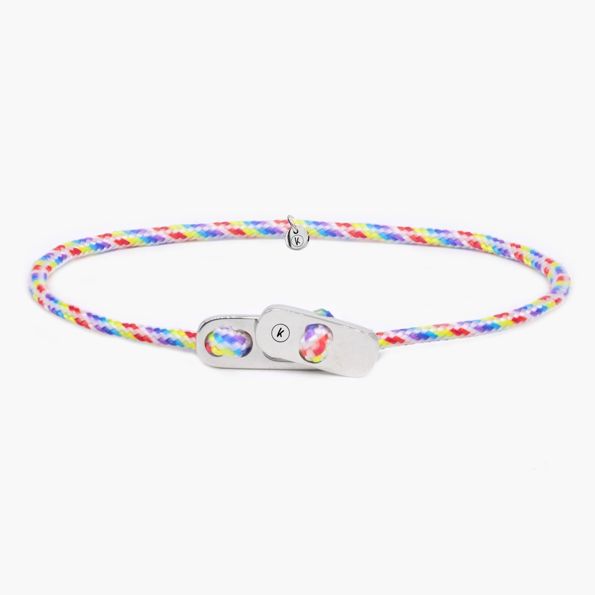 Sailing Cord Bracelet With Silver Clasp (Multicolors)