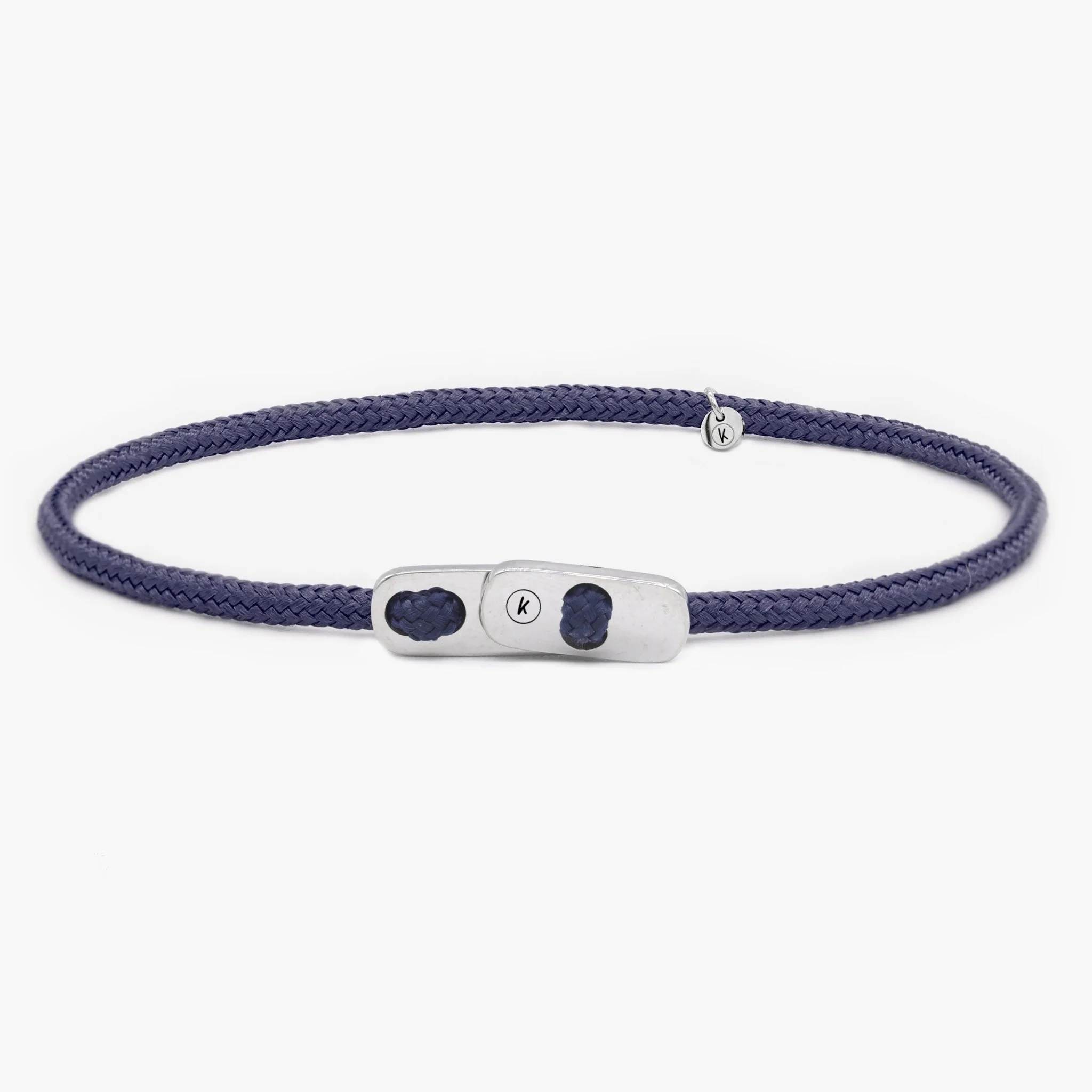 Sailing Cord Bracelet With Silver Clasp (Navy Blue)