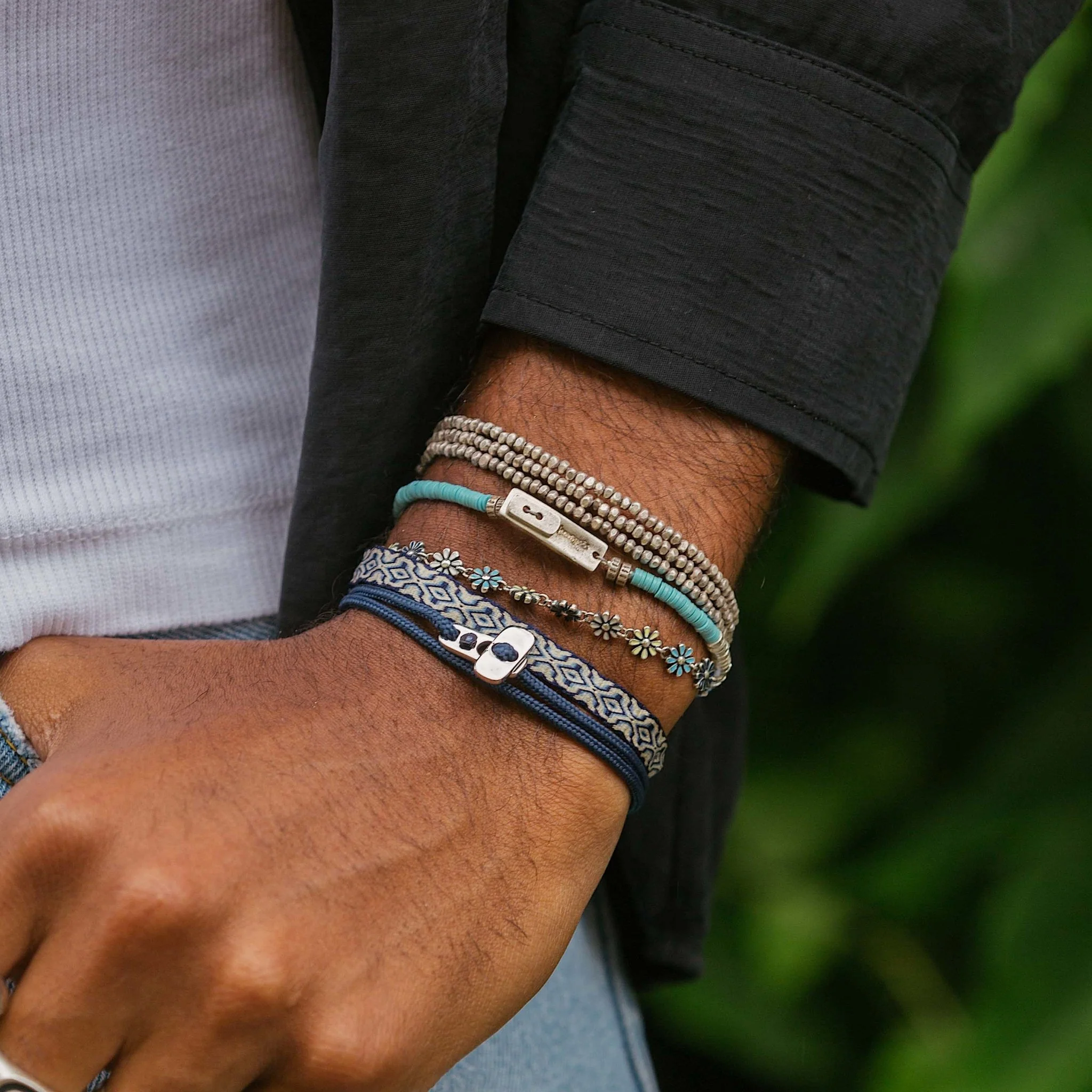 Sailing Cord Bracelet With Silver Clasp (Ocean Blue) - Image 4