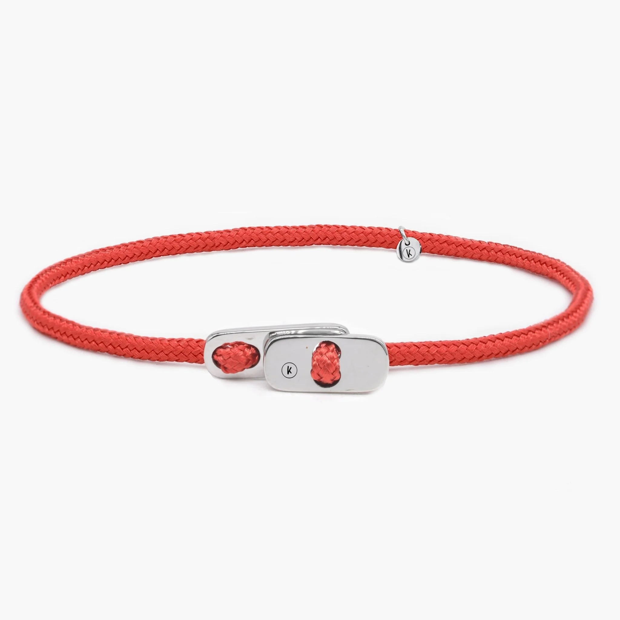 Sailing Cord Bracelet With Silver Clasp (Red)