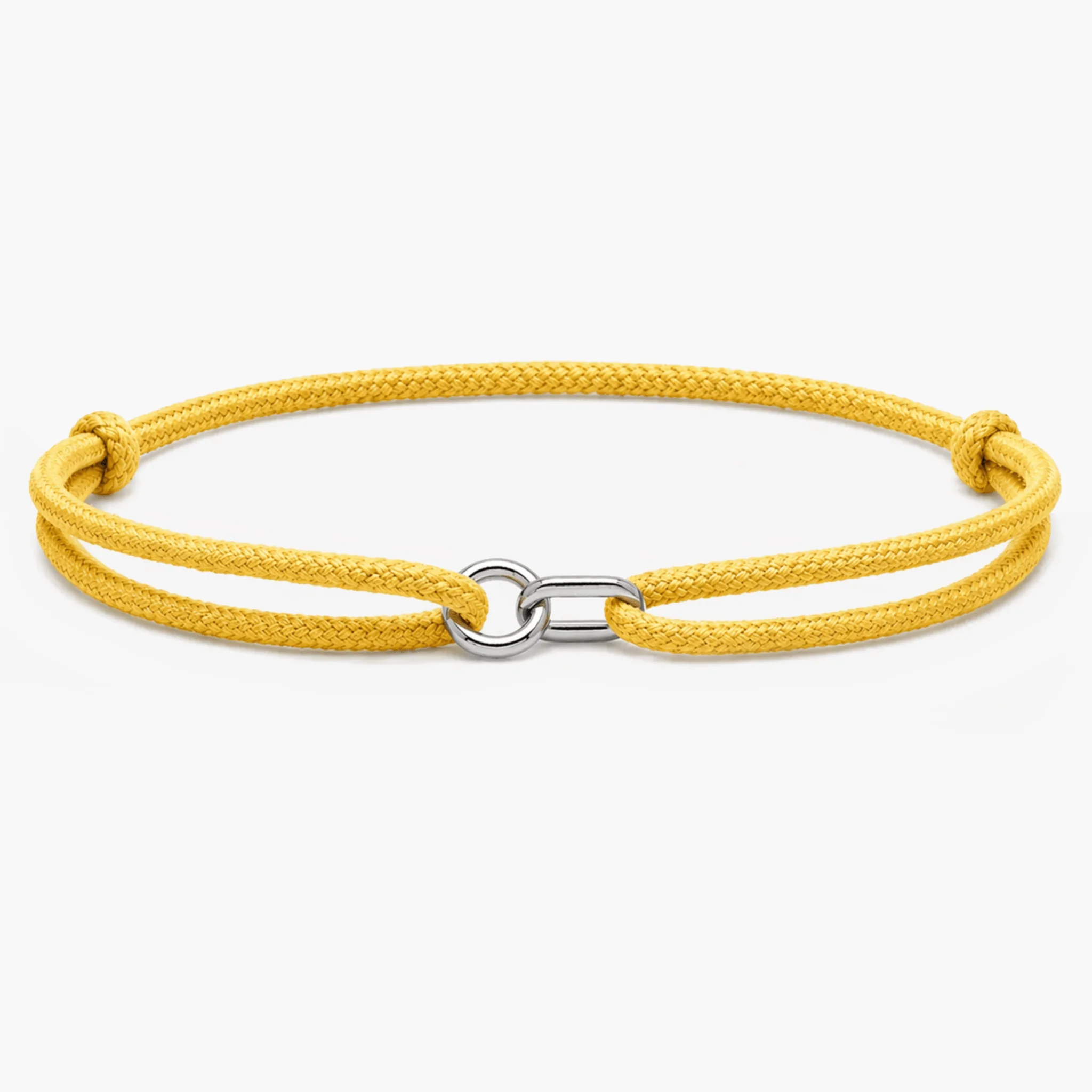 Silver Bracelet With Geometric Double Hoops (Canary Yellow)