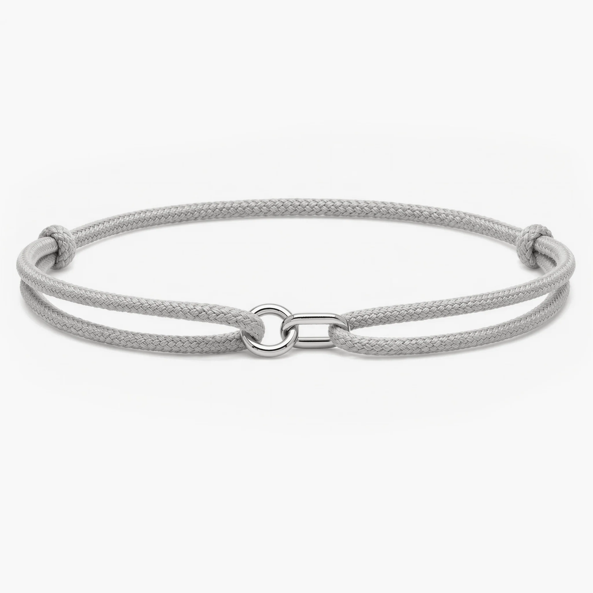 Silver Bracelet With Geometric Double Hoops (Grey)