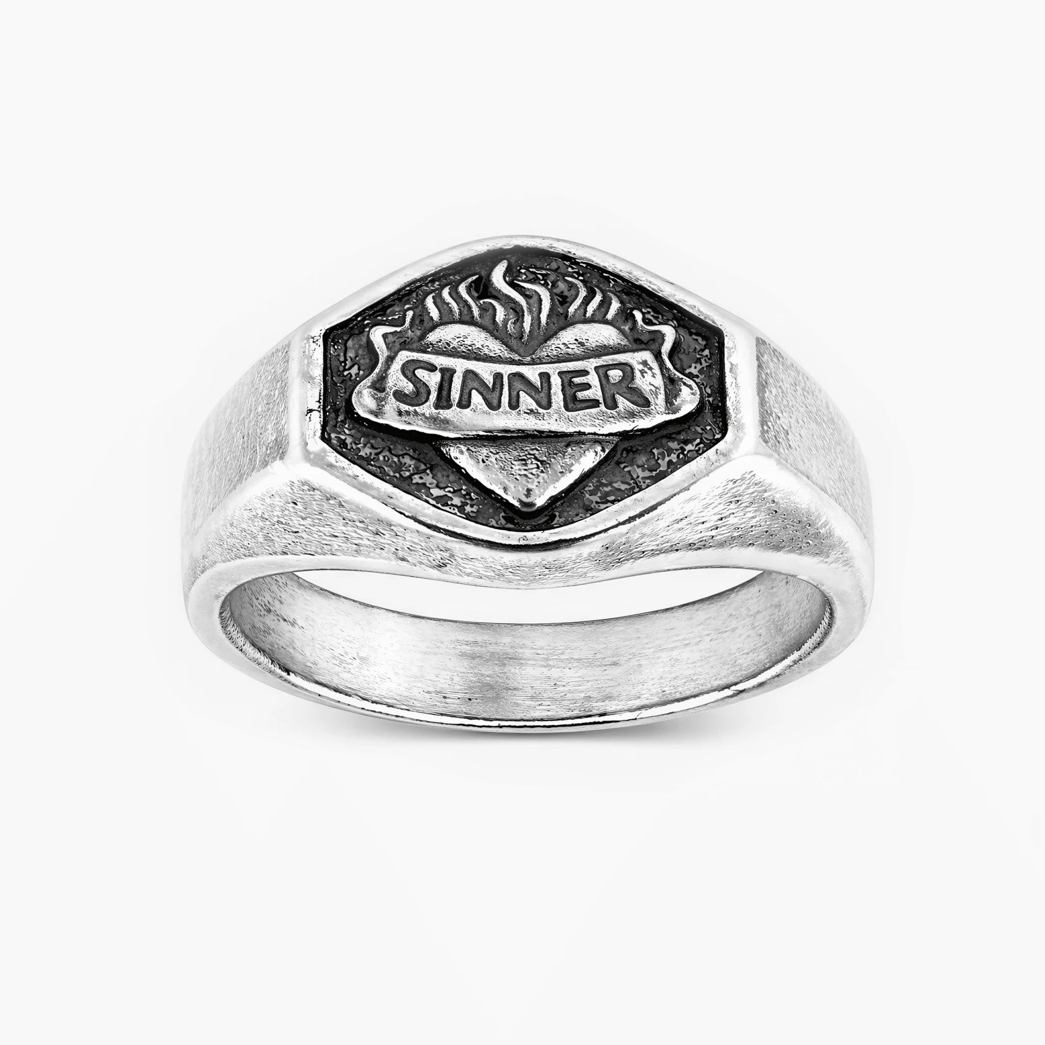 Sinner Sacred Heart Sterling Silver Ring