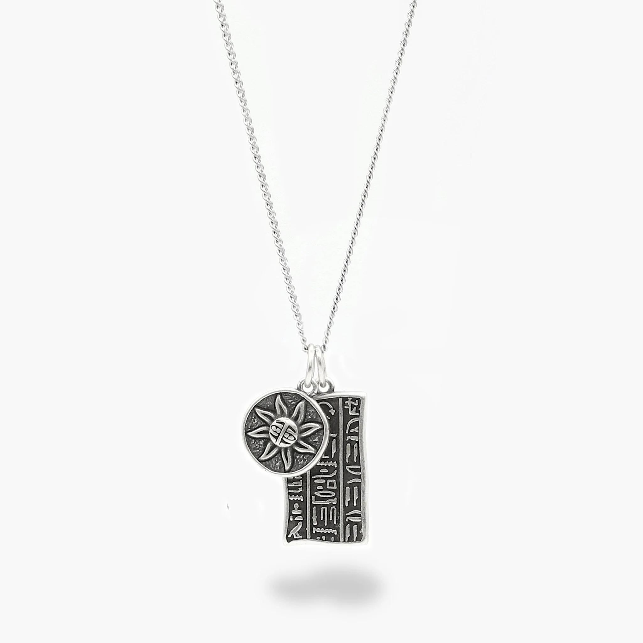 Stela of the Gatekeeper "Maati" Egyptian Hieroglyphics Silver Necklace