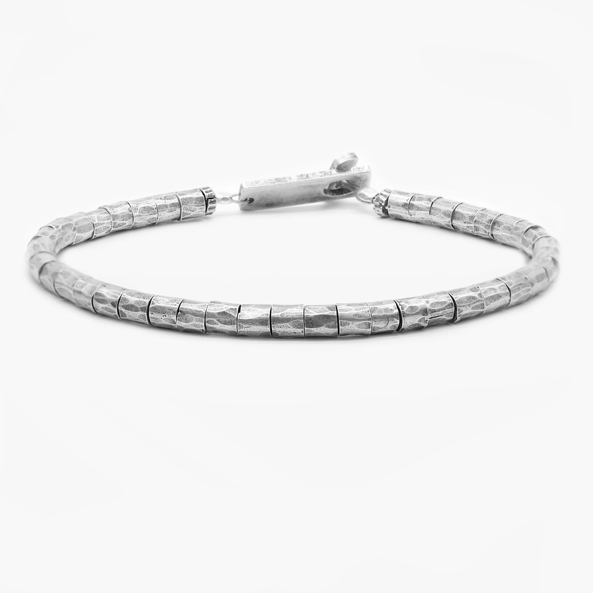 Sterling Silver Bracelet With Hammered Beads - Image 2