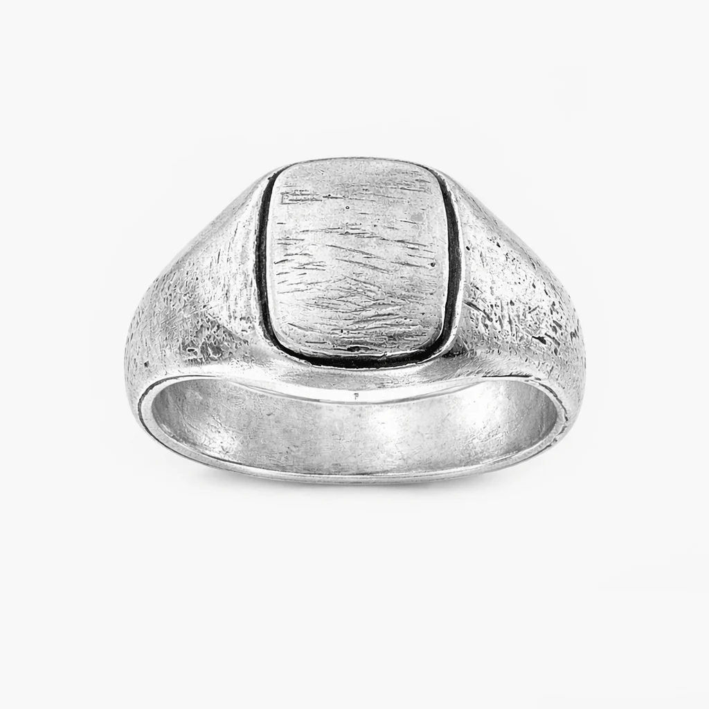 Sterling Silver Maxi Signet Ring With Aged Finish