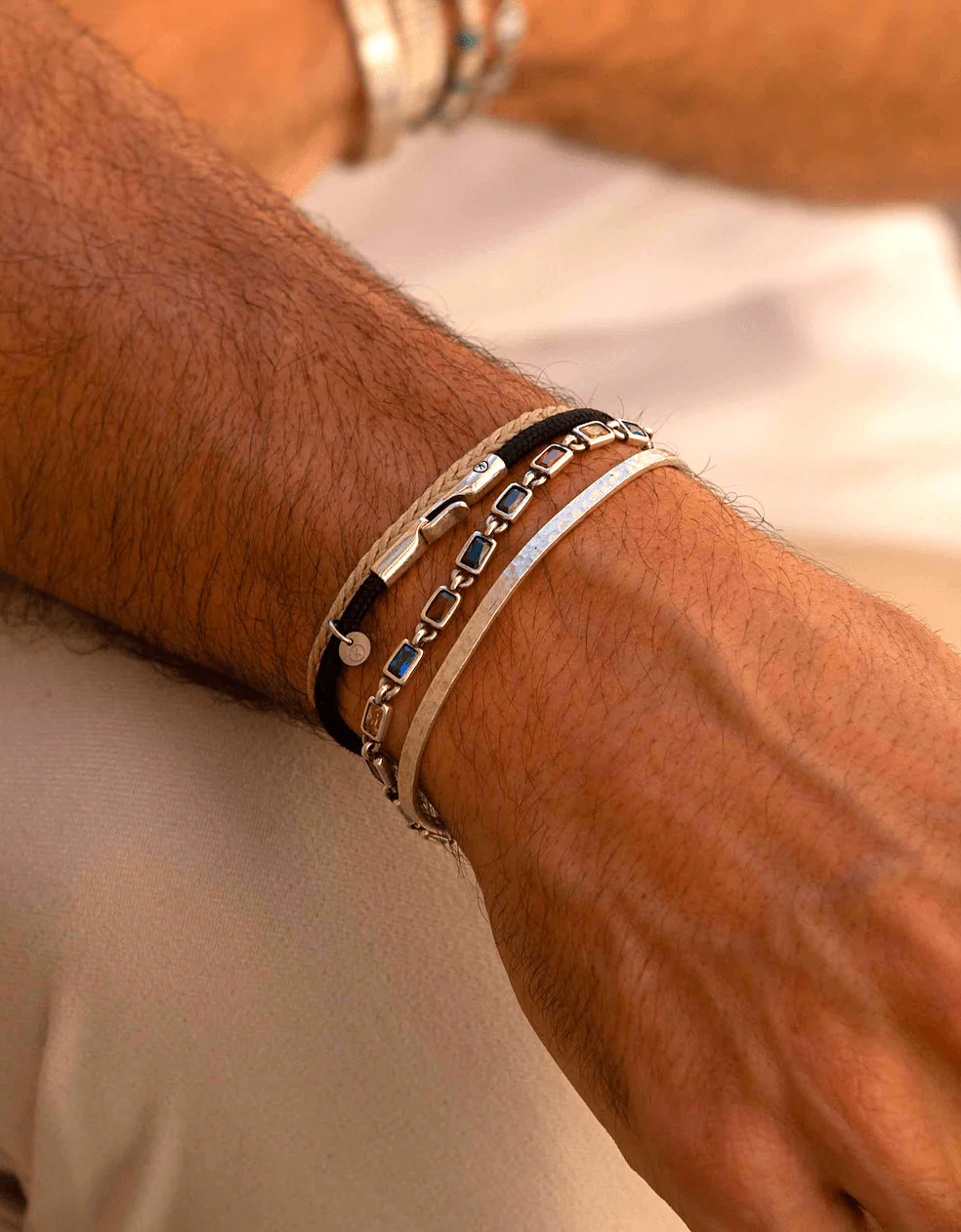 Mini Sterling Silver Multi Gemstones Chain Bracelet - Image 5