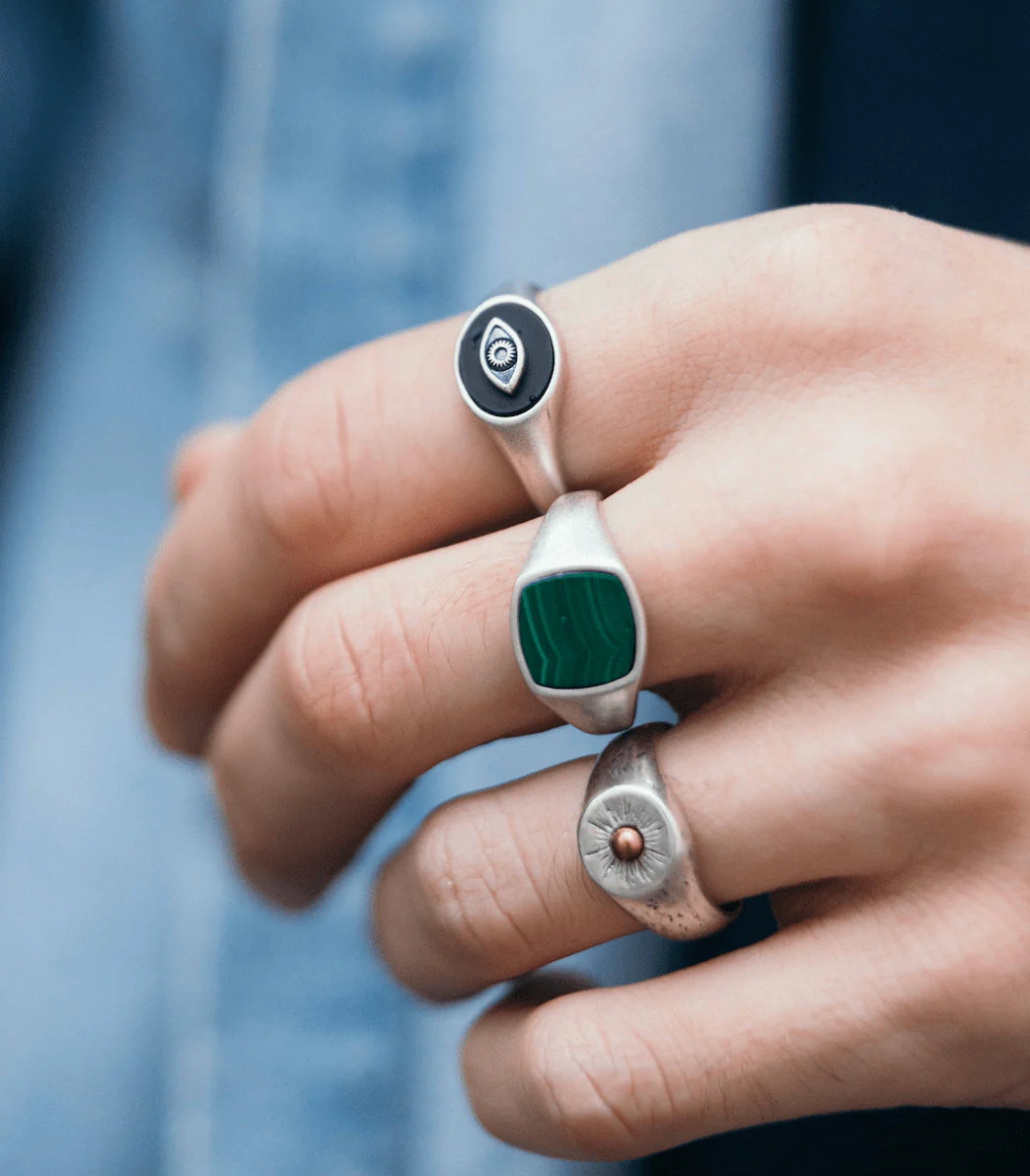 Sterling Silver Signet Ring With Gold Details - Image 7