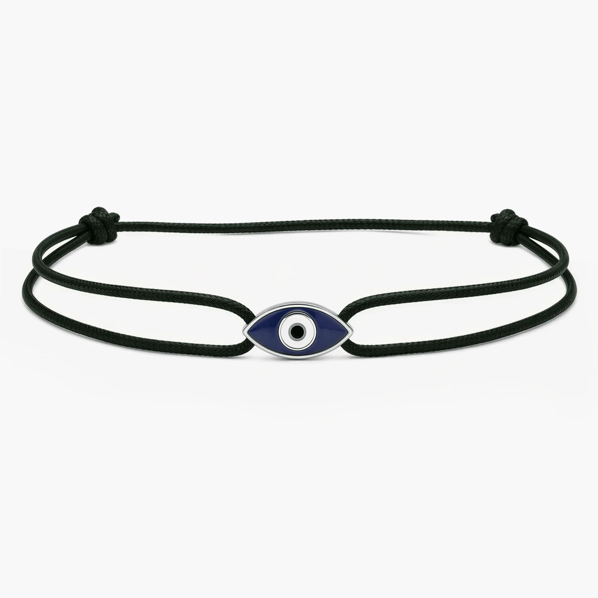 String Bracelet With Evil Eye Charm (Black)