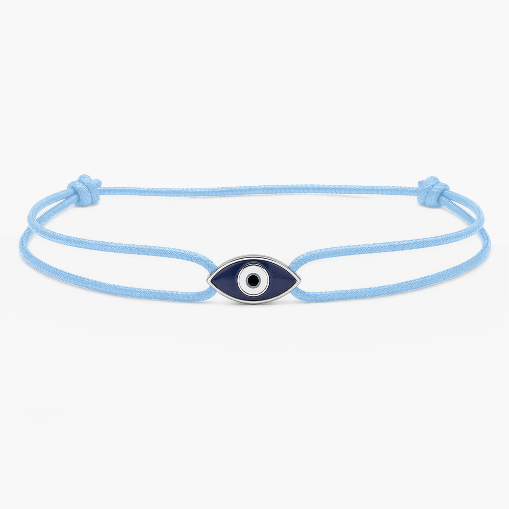 String Bracelet With Evil Eye Charm (Light Blue)