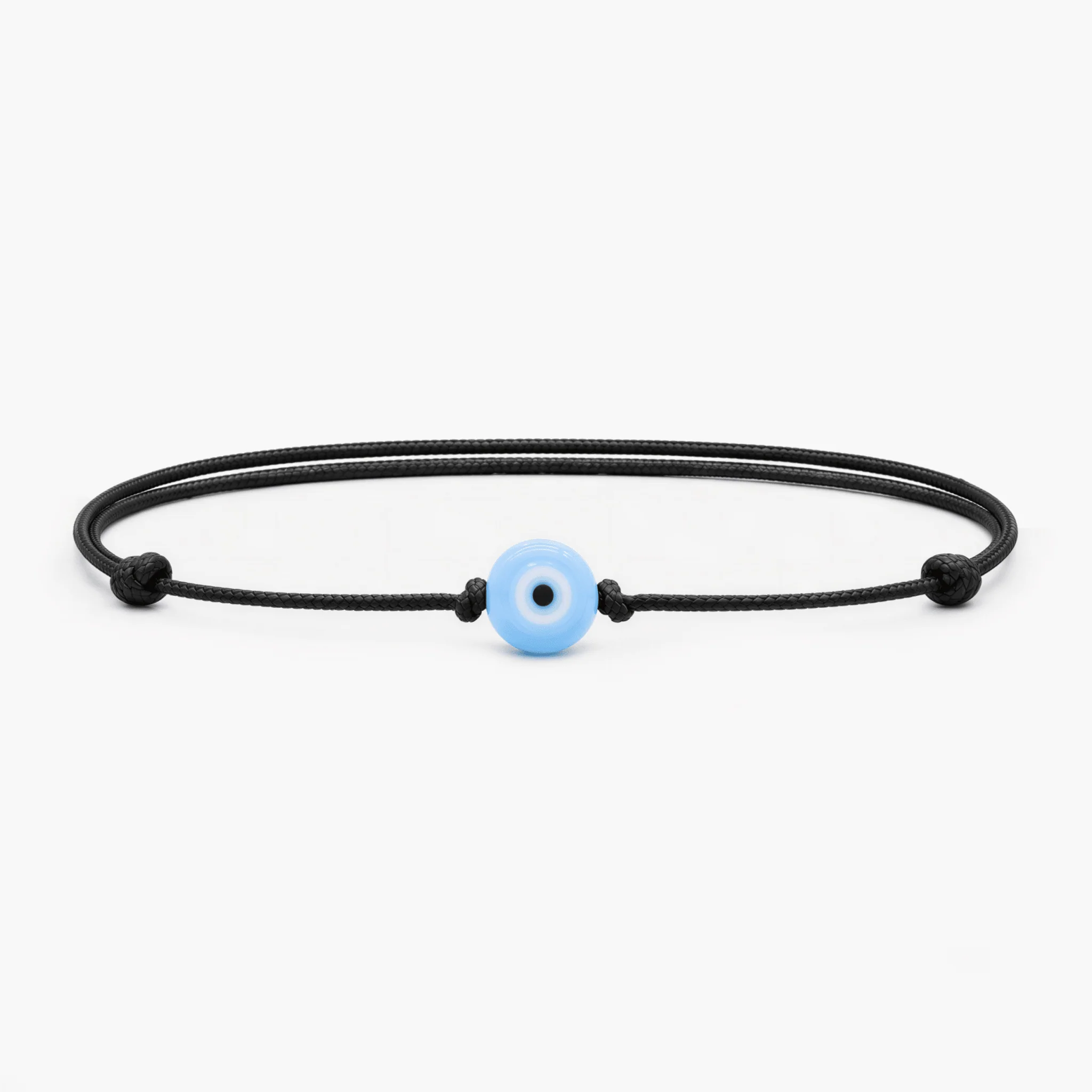 String Bracelet With Evil Eye Glass Bead (Black)