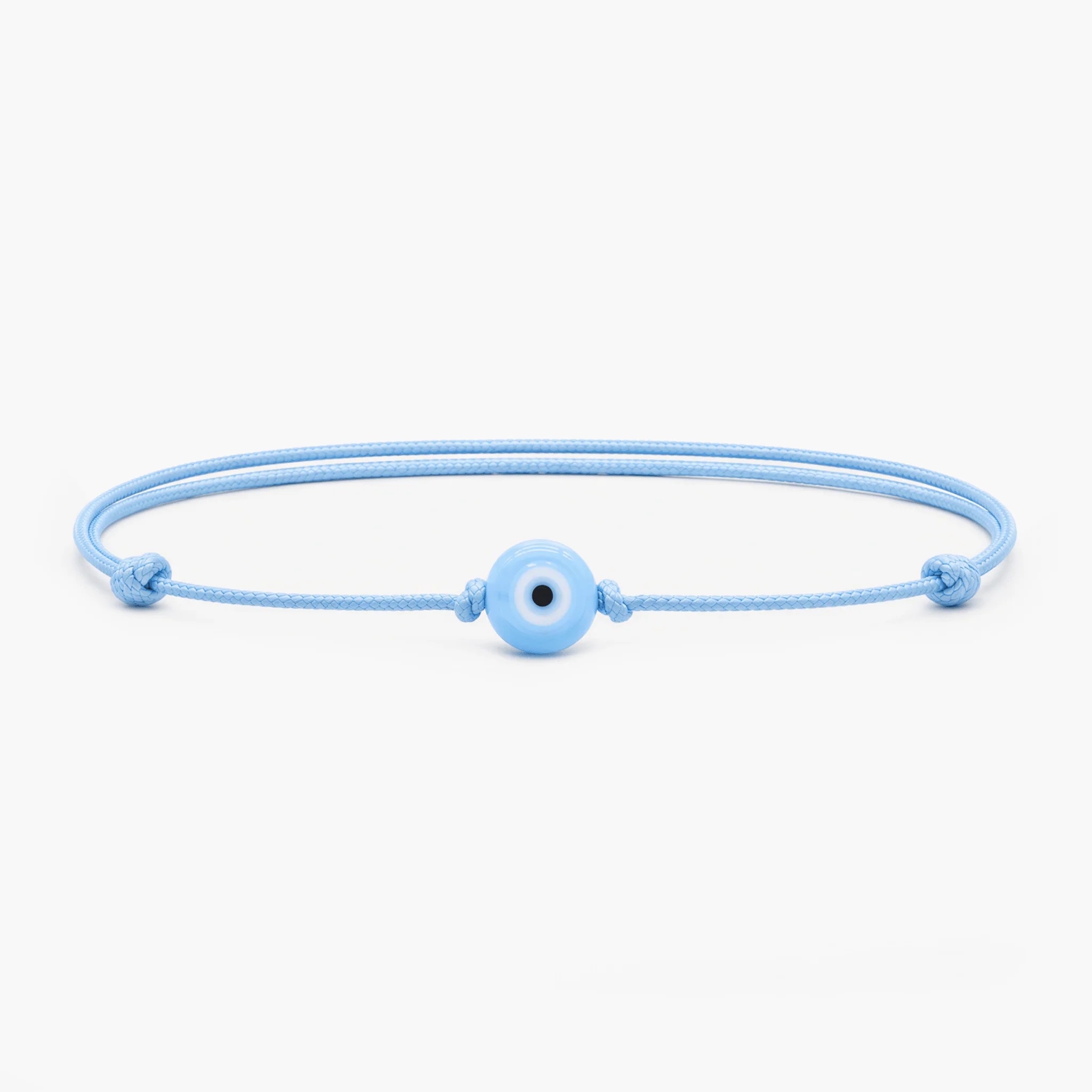 String Bracelet With Evil Eye Glass Bead (Light Blue)