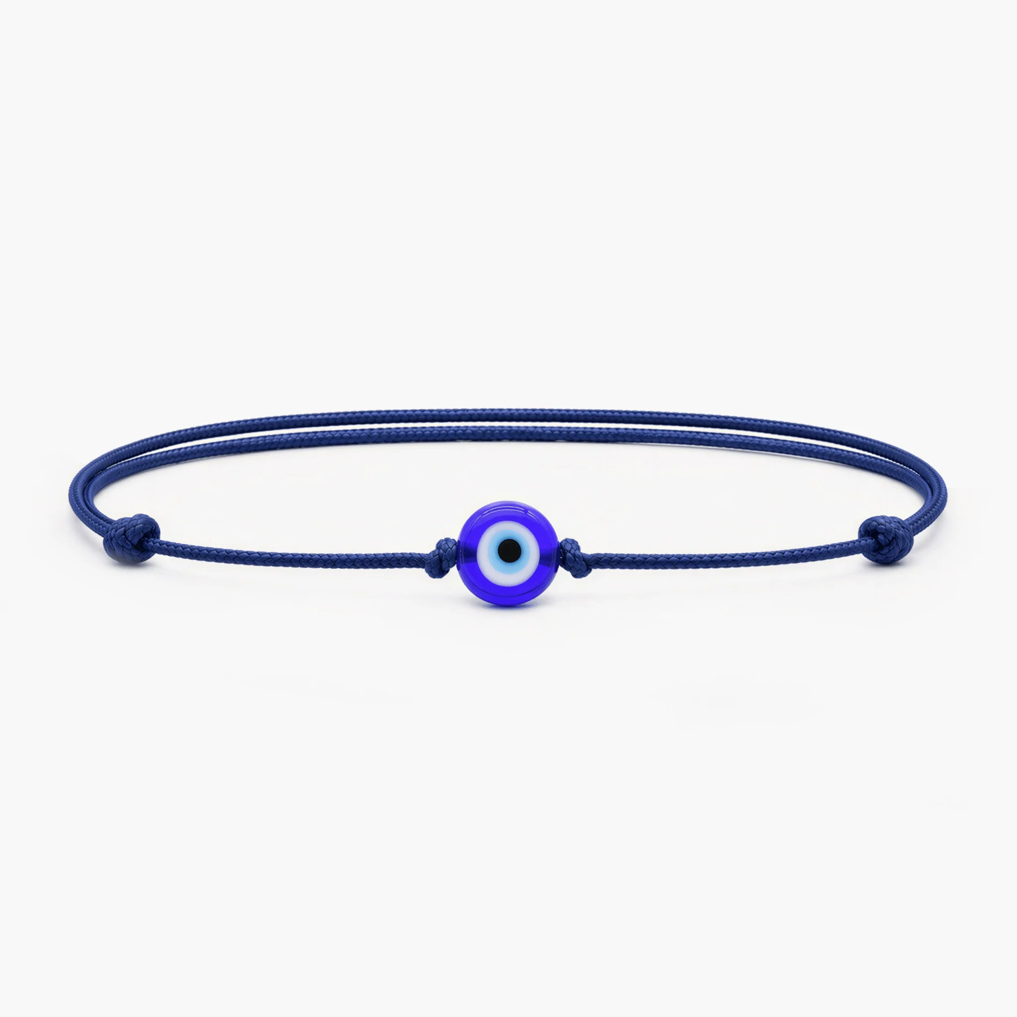 String Bracelet With Evil Eye Glass Bead (Navy Blue)