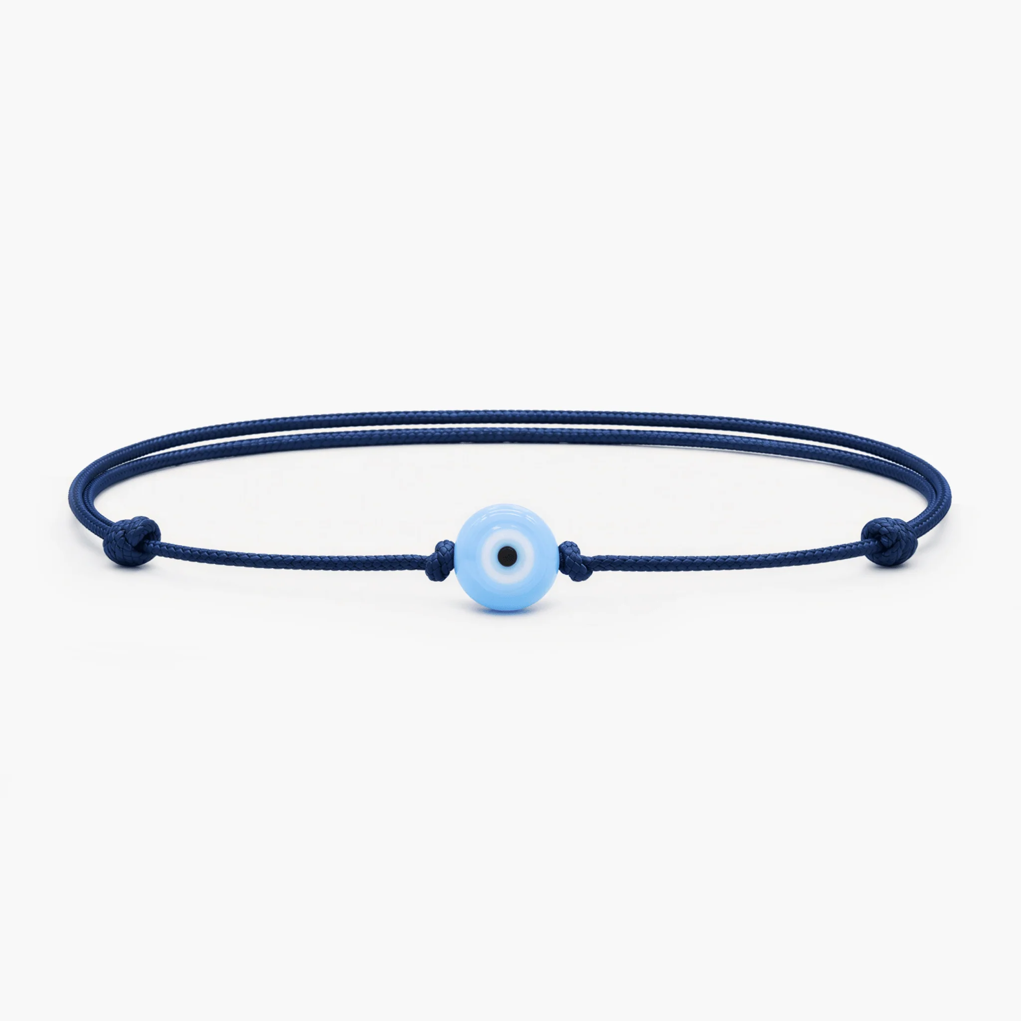 String Bracelet With Evil Eye Glass Bead (Navy Blue)