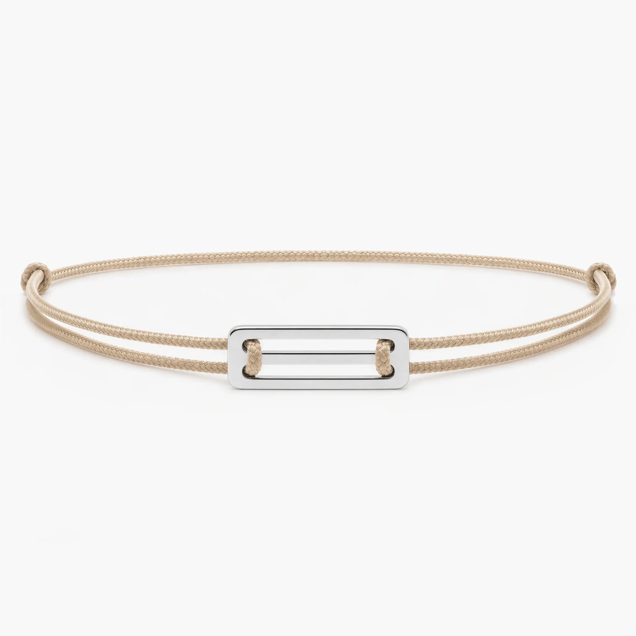 String Bracelet With Silver Bar (Beige)