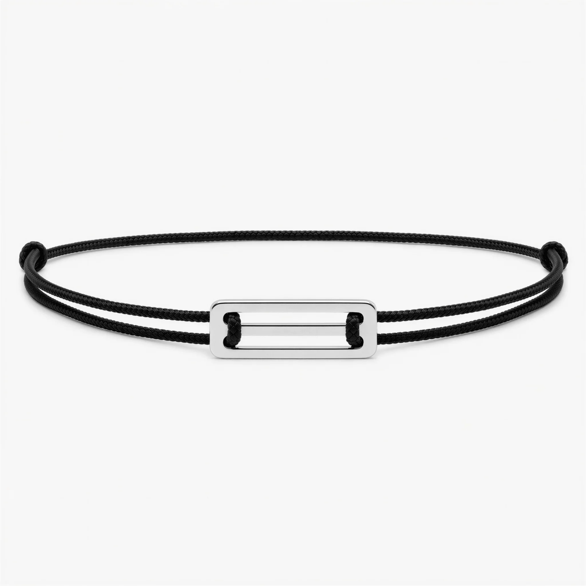 String Bracelet With Silver Bar (Black)