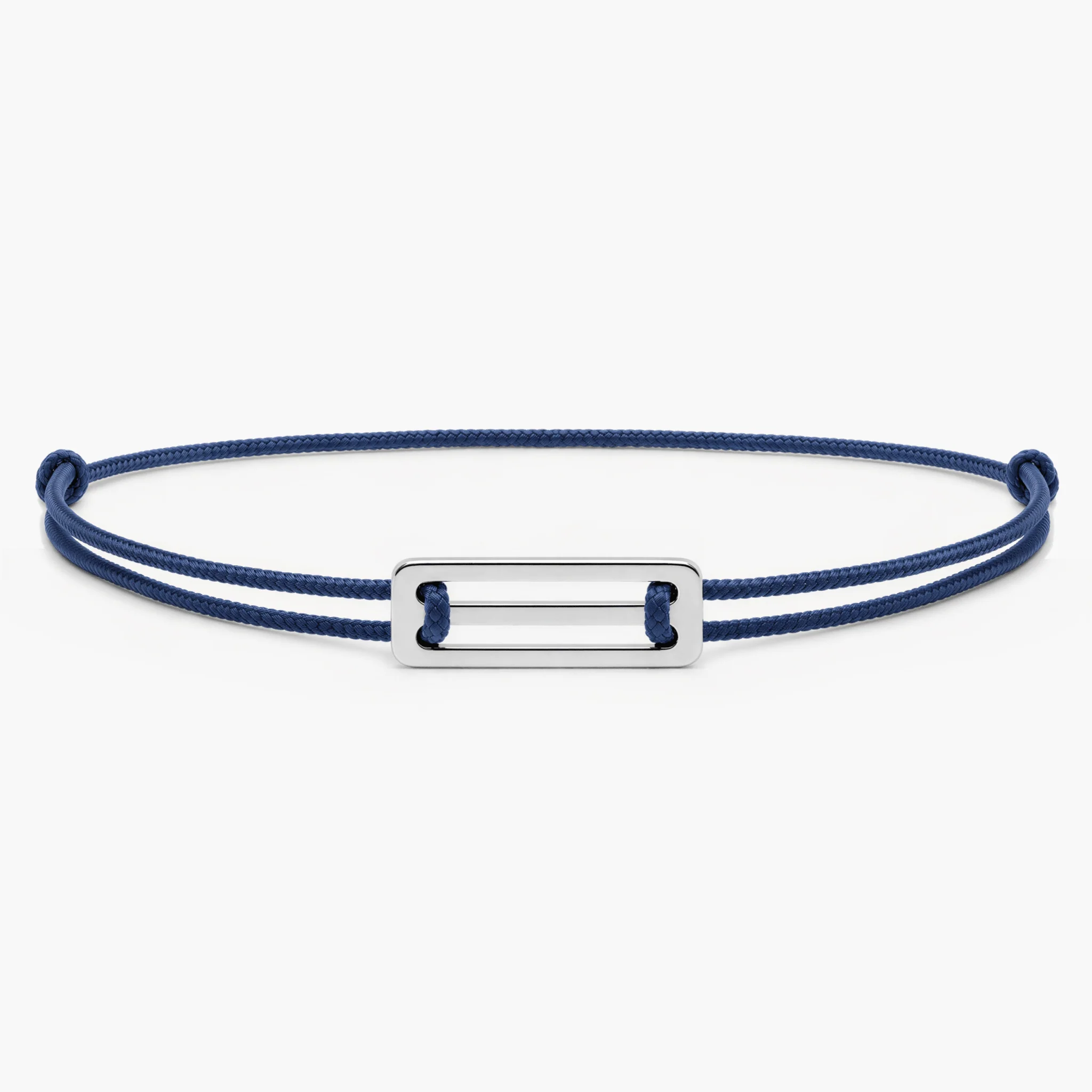 String Bracelet With Silver Bar (Navy Blue)