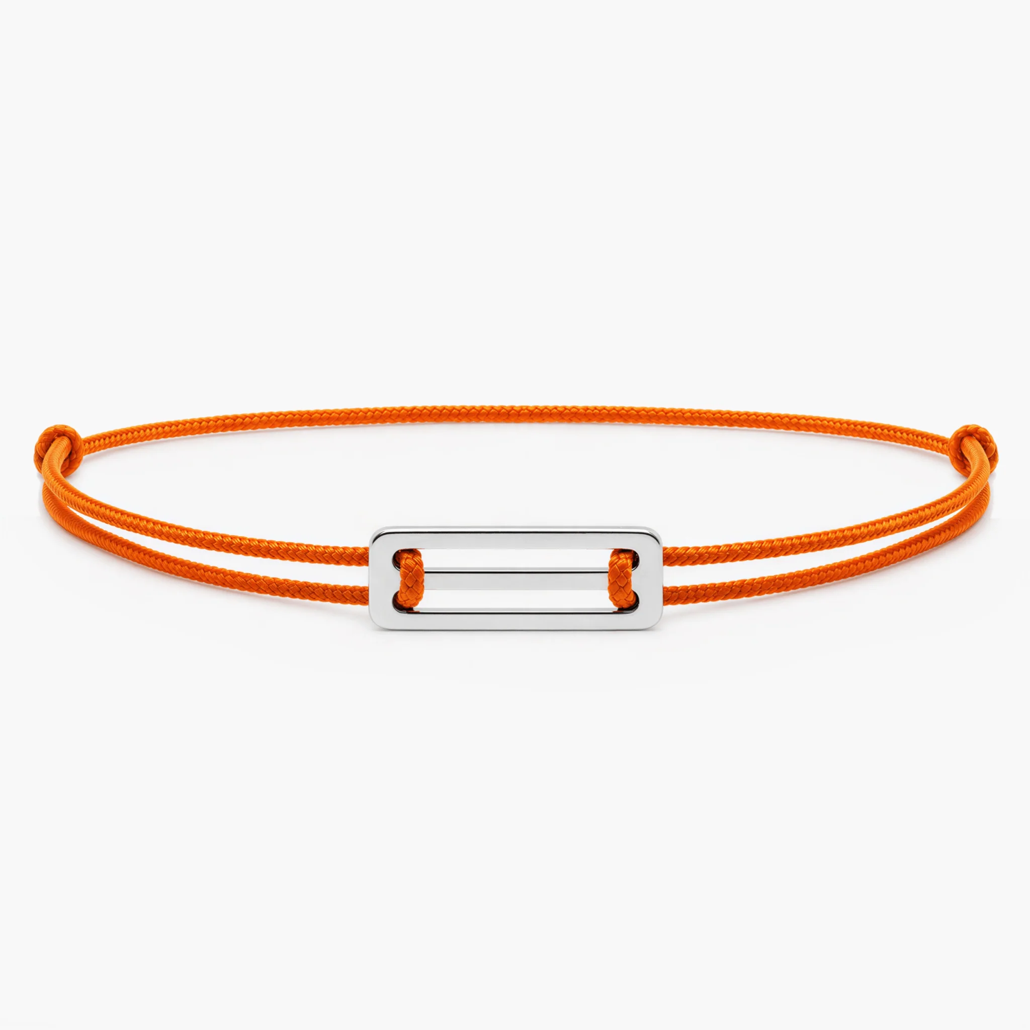 String Bracelet With Silver Bar (Orange)
