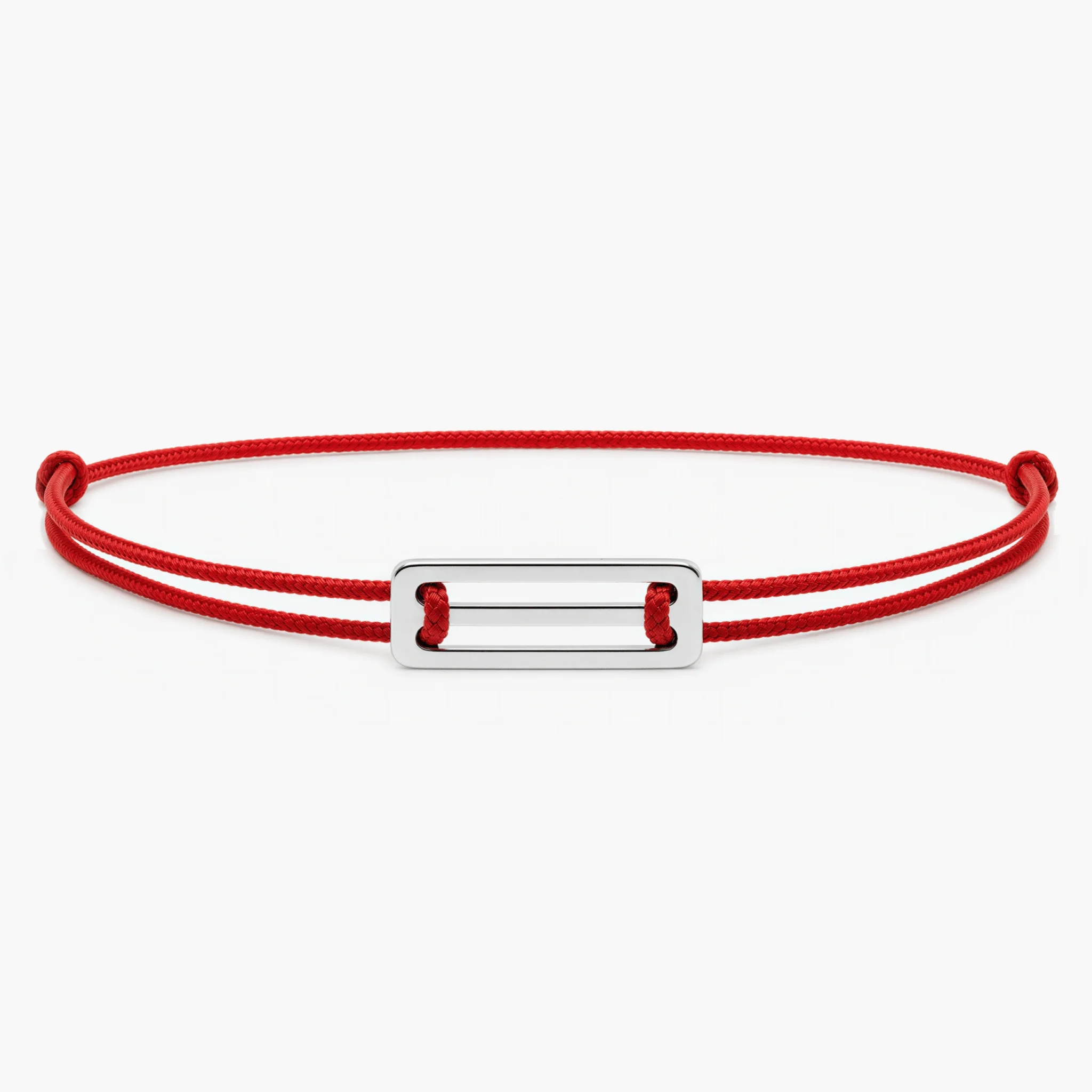 String Bracelet With Silver Bar (Red)